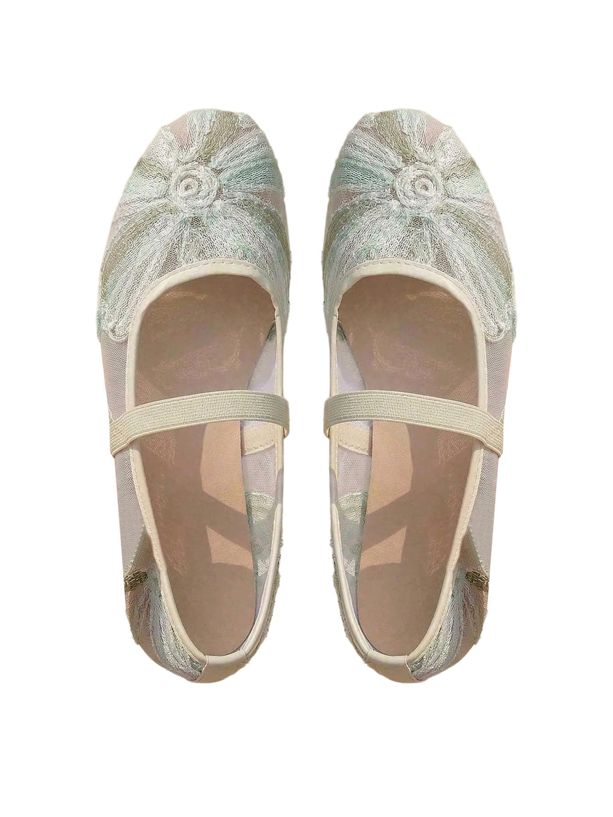 BEAUDRM Women's Polka Dots Mesh Ballet Flats Cute Lace Ballerina Flats | Closed Toe, Square Maryjane Flat, Dressy Casual Work Shoes, Leopard, Lace, Floral, Wedding