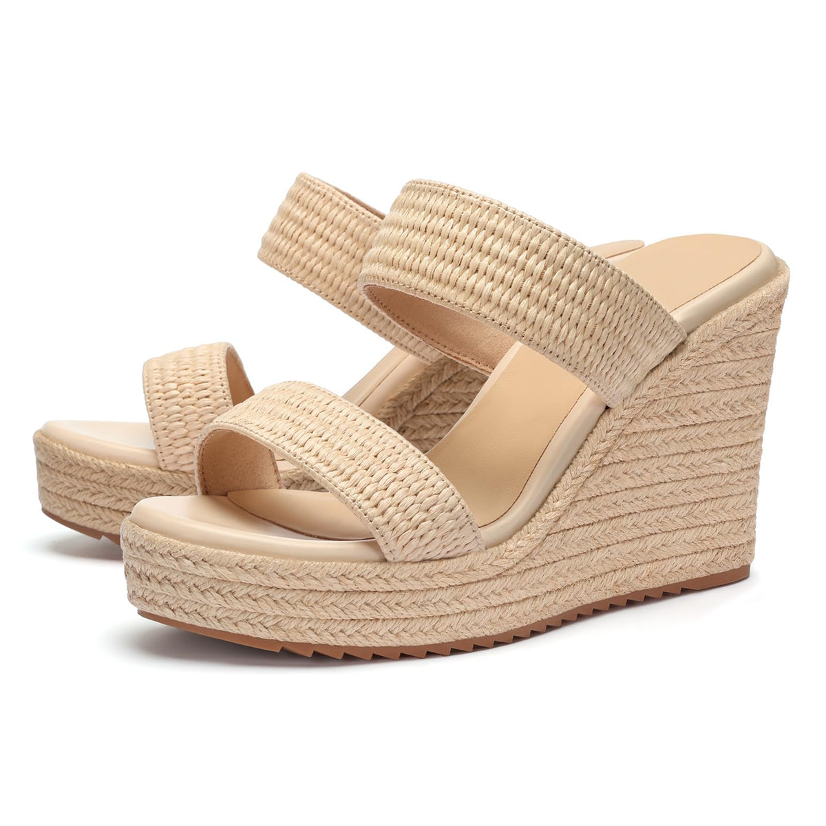 VICKI·VICKI Women's Wedge Sandals Wedges Heels Espadrilles,Slip on Open Toe Platform Summer Shoes,Casual Fashion Vacation Beach Dressy Office