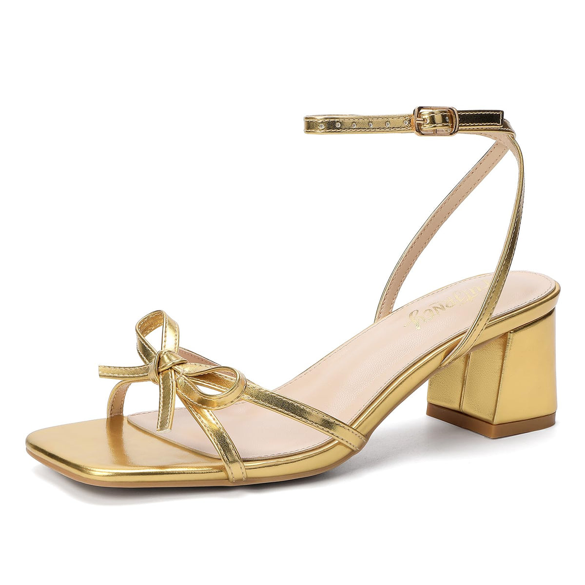 Women's Bow Strappy Low Heels | Block Chunky, Square Open Toe, Dress Sandals, Wedding Party