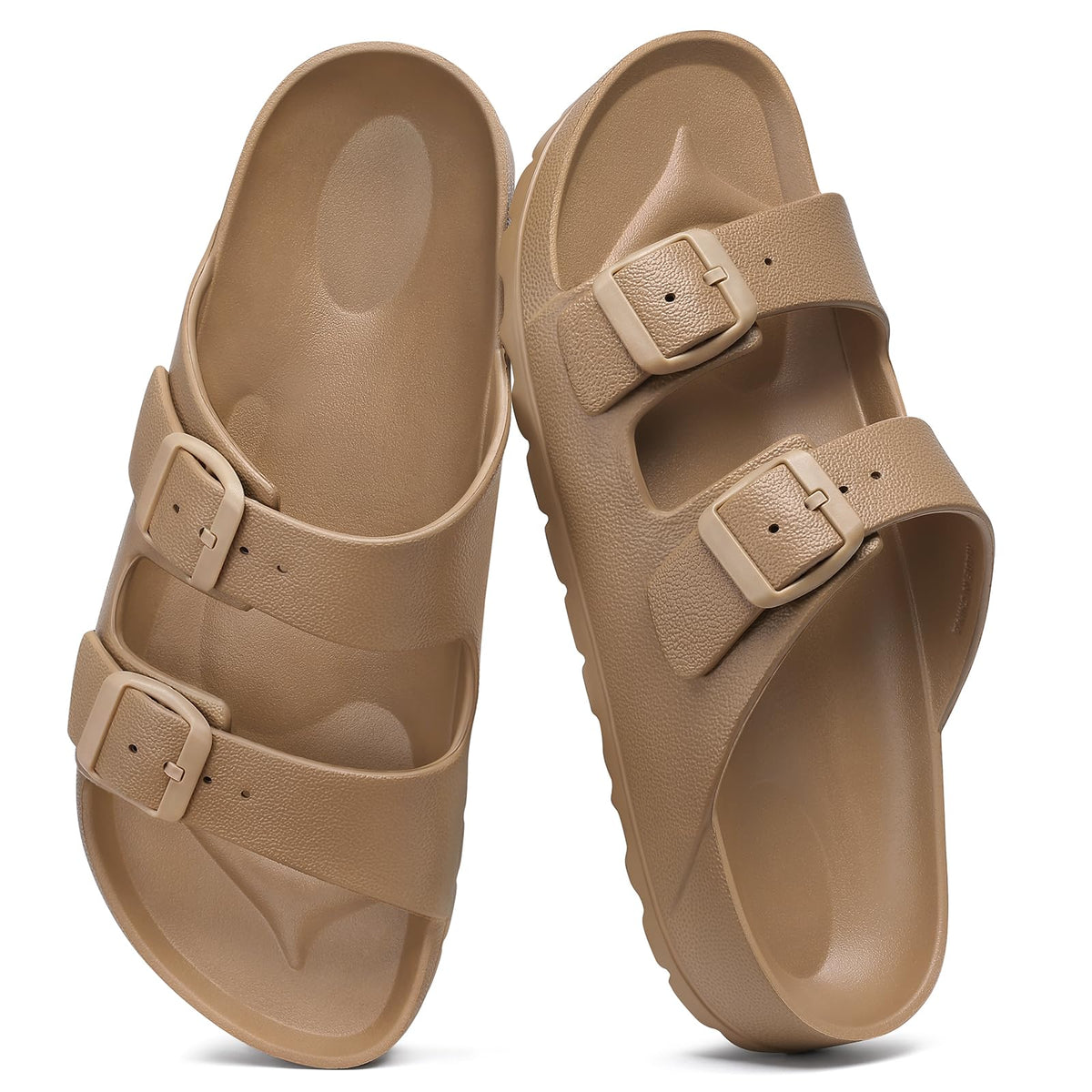 shevalues Women's Comfort EVA Sandals Medium Arch Support Beach Slides | Adjustable Double Buckle, Waterproof, Lightweight, Soft Cushioned, Non-slip, Slip-On