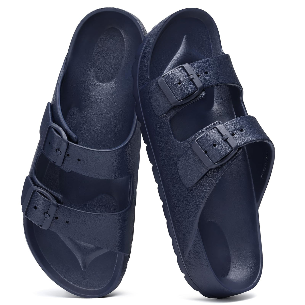 shevalues Women's Comfort EVA Sandals Medium Arch Support Beach Slides | Adjustable Double Buckle, Waterproof, Lightweight, Soft Cushioned, Non-slip, Slip-On