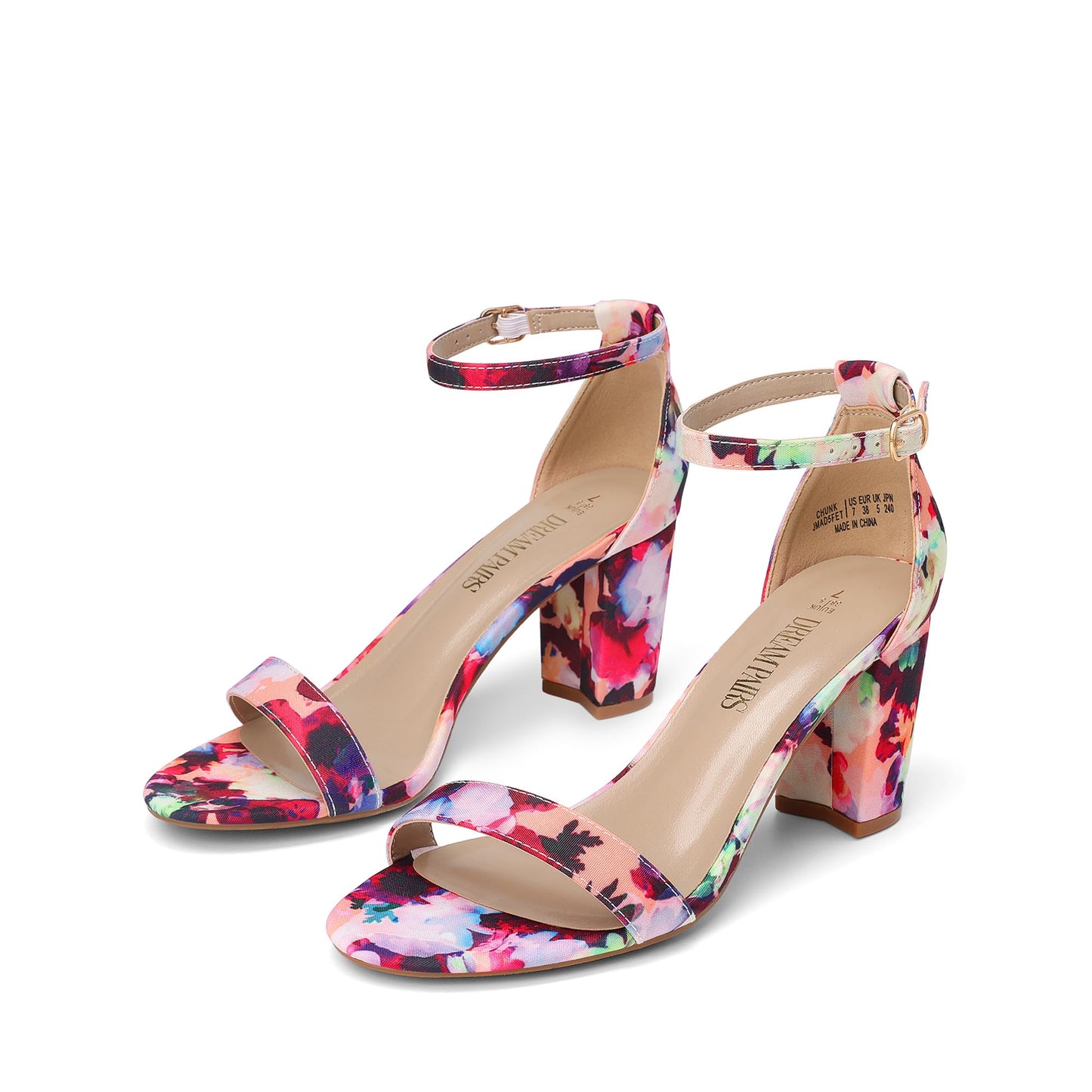 DREAM PAIRS Women's Comfort Block Heel Sandals | Open Toe Adjustable Ankle Strap Chunky Dress Heels, Fashion Heeled Sandals for Prom, Wedding Guest and Formal Events