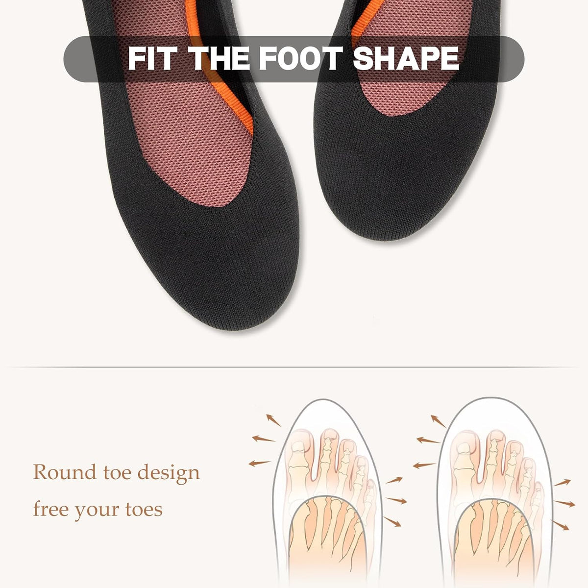 ATHMILE Women's Flat Ballet Shoes Knit Flat Shoes for Women Round Toe | Slip on Women Flats for Dressy Casual Office Work Wedding Comfort Soft