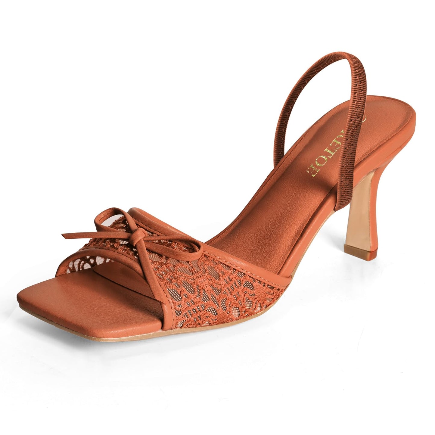 Bow Kitten Heels for Women Square Toe Mesh Sandals Knots Heels for Wedding Party