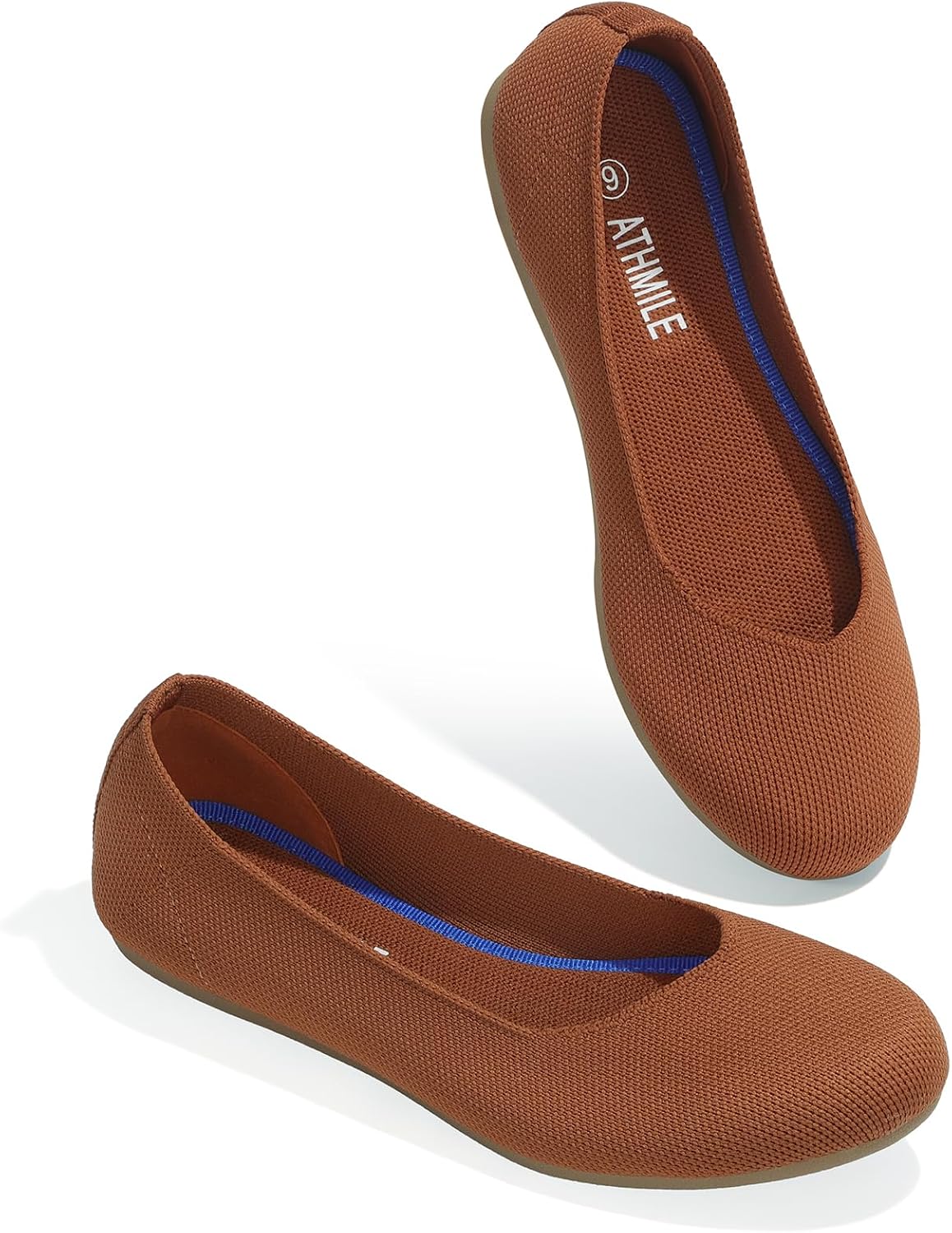 ATHMILE Women's Flat Ballet Shoes Knit Flat Shoes for Women Round Toe | Slip on Women Flats for Dressy Casual Office Work Wedding Comfort Soft