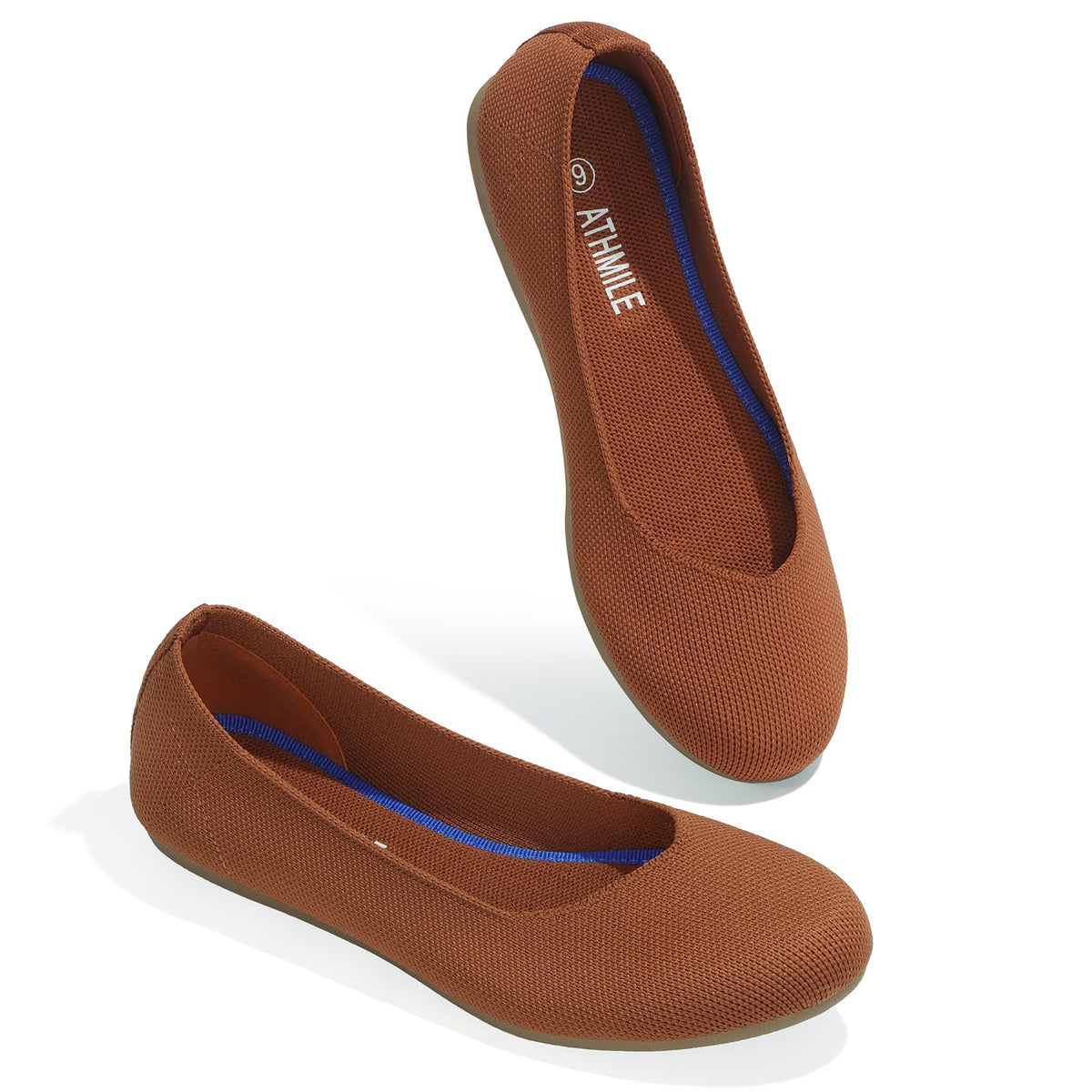 ATHMILE Women's Flat Ballet Shoes Knit Flat Shoes for Women Round Toe | Slip on Women Flats for Dressy Casual Office Work Wedding Comfort Soft