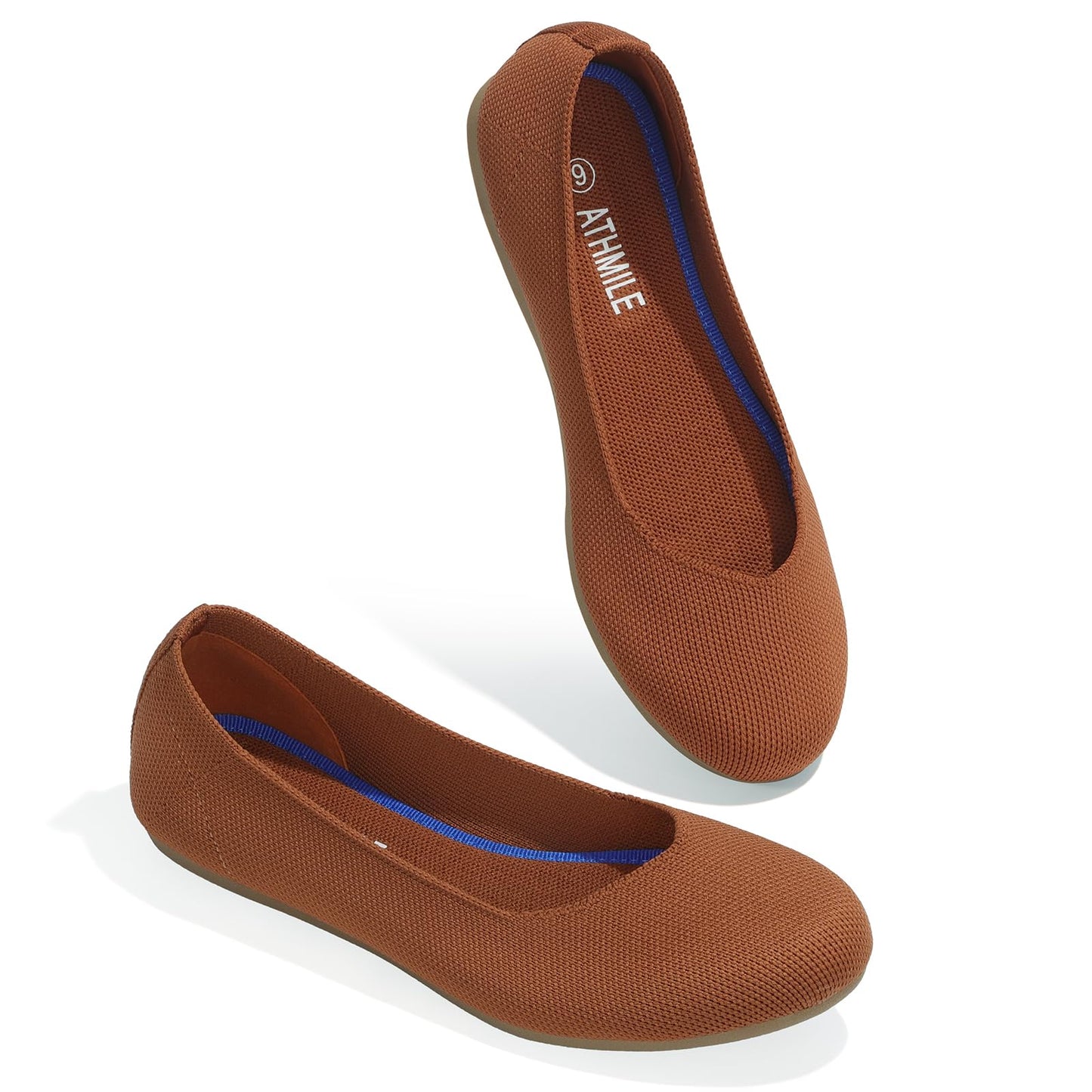 ATHMILE Women's Flat Ballet Shoes Knit Flat Shoes for Women Round Toe | Slip on Women Flats for Dressy Casual Office Work Wedding Comfort Soft