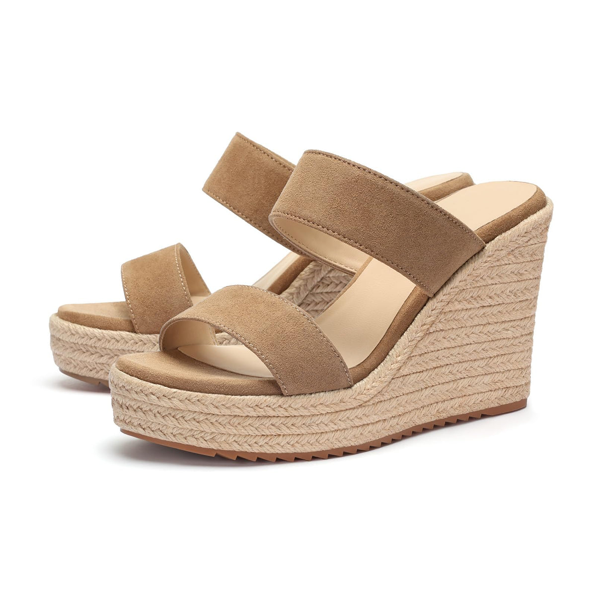 VICKI·VICKI Women's Wedge Sandals Wedges Heels Espadrilles,Slip on Open Toe Platform Summer Shoes,Casual Fashion Vacation Beach Dressy Office