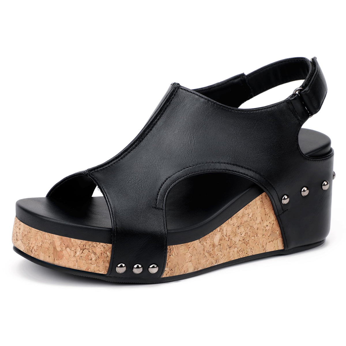 IDIFU IN3 Women's Platform Wedge Sandals Cork Open Toe Comfortable Sandal | Casual Dressy Summer Lightweight Adjustable Slingback Platform Wedge Shoes Sandals