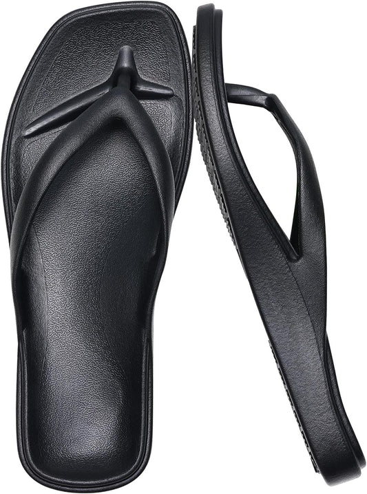 Arch Support Flip Flops for Women Square Toe Thong Sandals Comfortable Summer Beach Lightweight Flip Flops