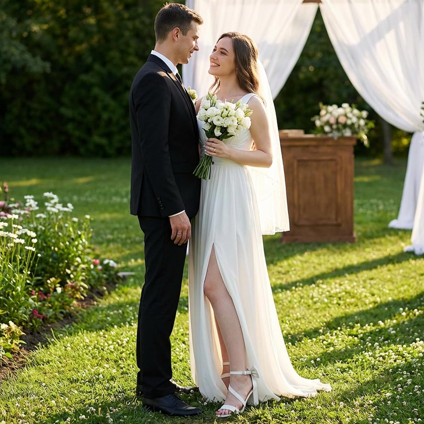 Reimferce Comfortable Block Heels for Women: 3.14" Stable Walk for Confidence on Wedding - Elegant Bow Ankle Strap & Cushioned Insole for Bride & Bridesmaids