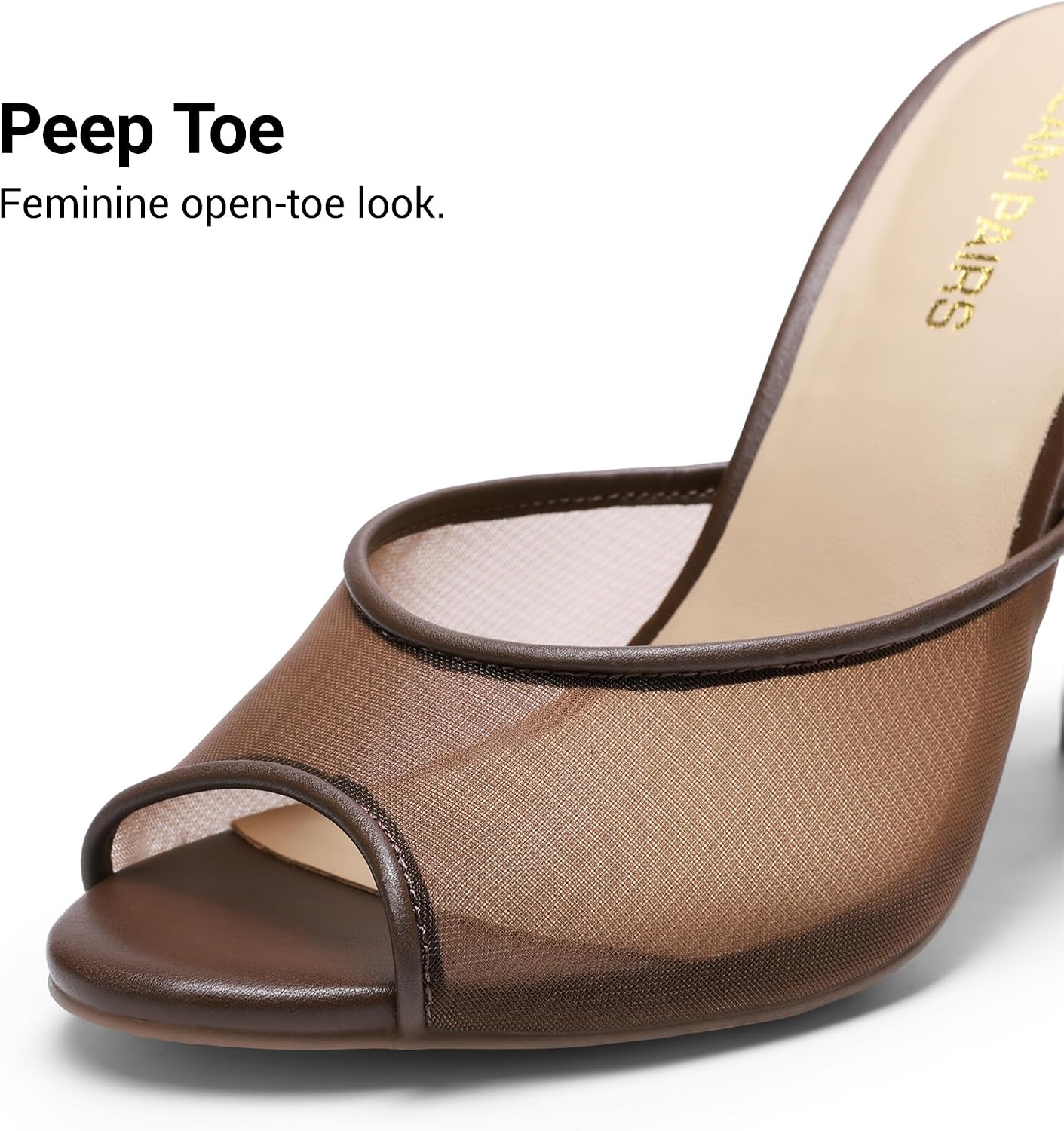 DREAM PAIRS Women's Peep Toe Mule Heel Sandal | chic sexy 3.94 inch high heels,stiletto open round peep toe mules, slip on dress shoes, for party dressy prom wedding