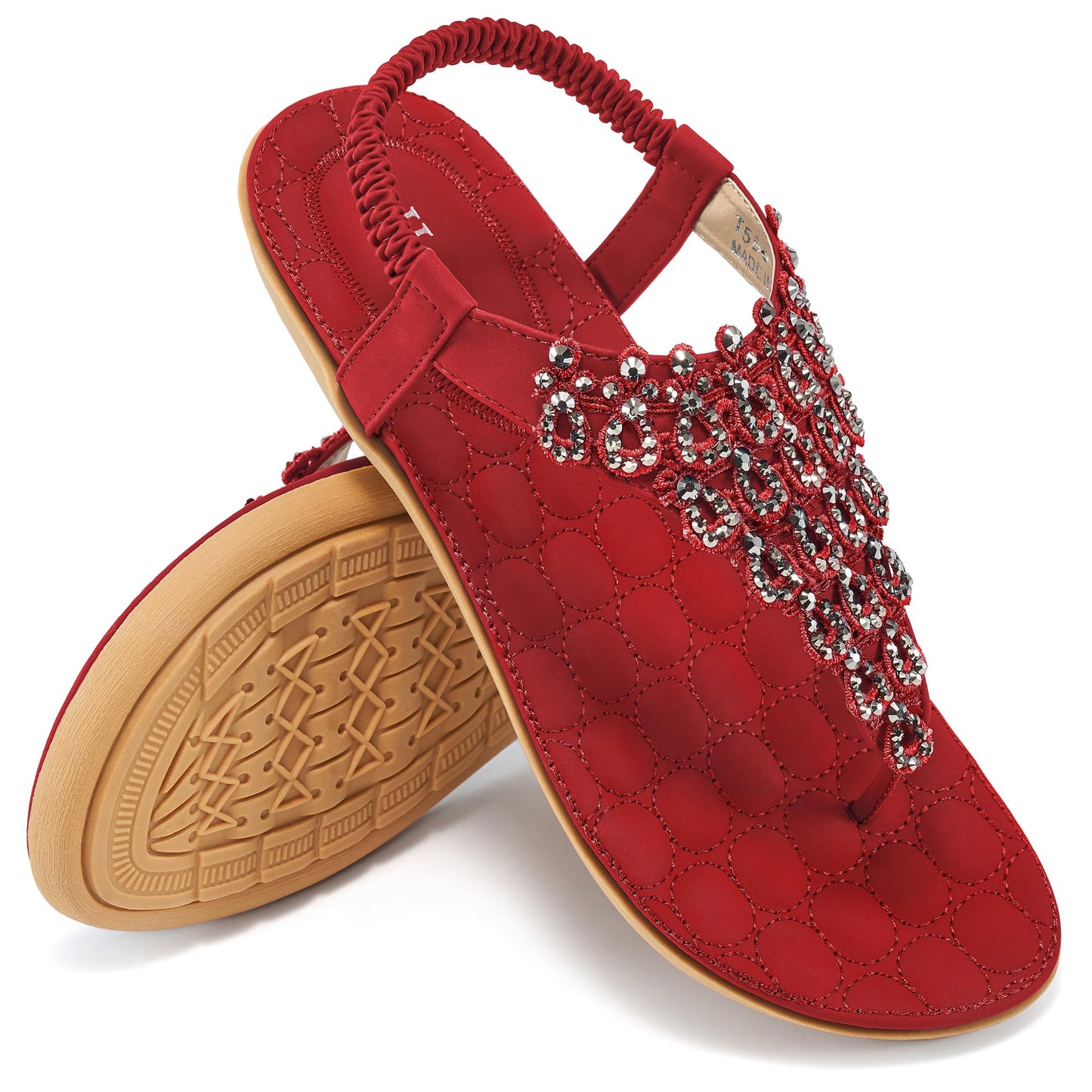 HARENCE Flat Sandals for Women Dressy: Comfort Thong T-Strap Walking Shoes 2026 with Elastic Ankle Strap for Summer Casual Vacation