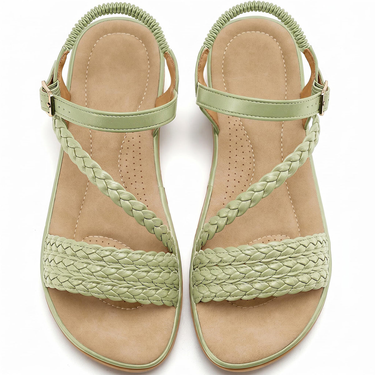 Aomigoct Dressy Womens Sandals Summer: Comfortable Strappy Flats Sandals Women - Casual Walking Woman Shoes
