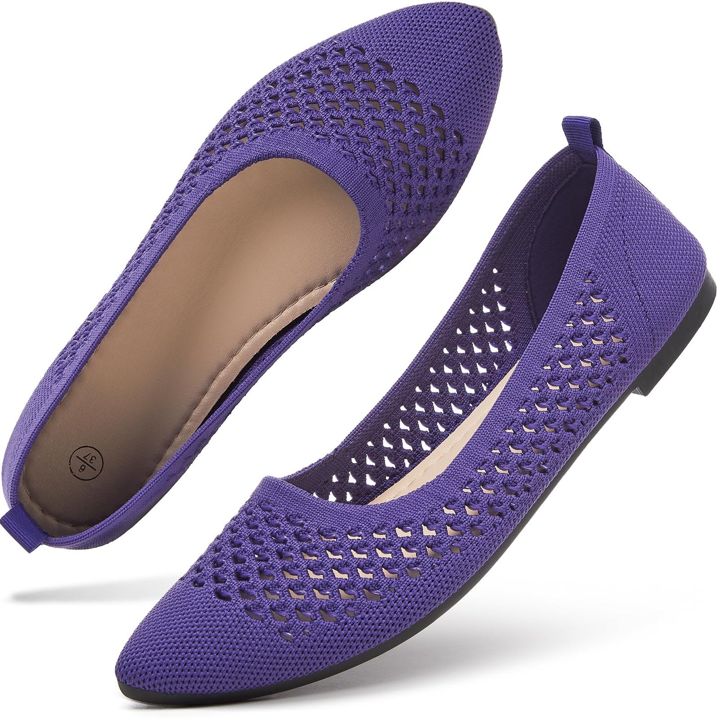 hash bubbie Women's Mesh Flats Shoes Ballet Dress Shoes | knit dressy slip on business non slip breathable casual comfortable pointed toe loafers