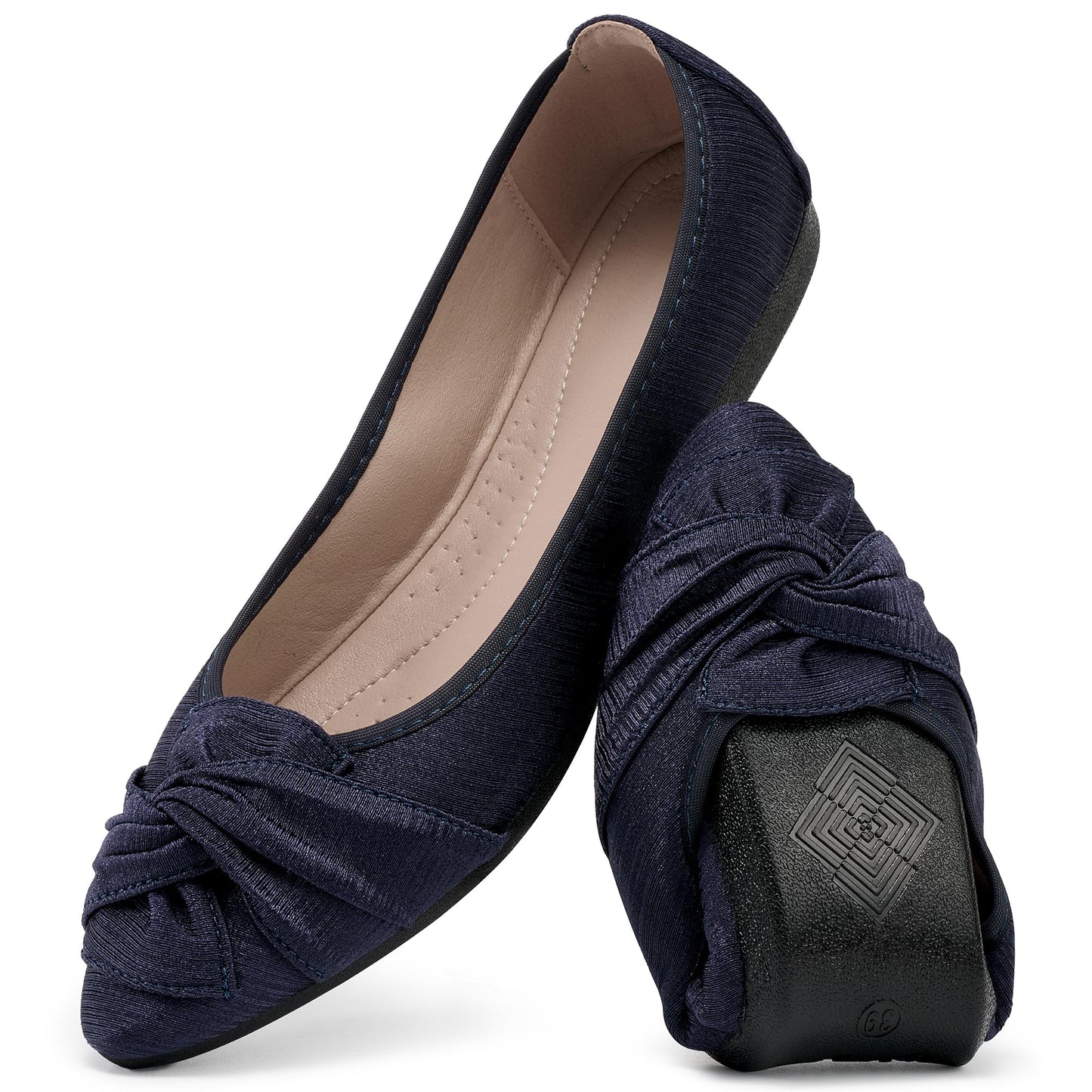Aomigoct Comfortable Dressy Flats for Women: Cushioned Insole & Lightweight for All-Day Office Comfort - Slip On & Foldable for Working Professional with Bow