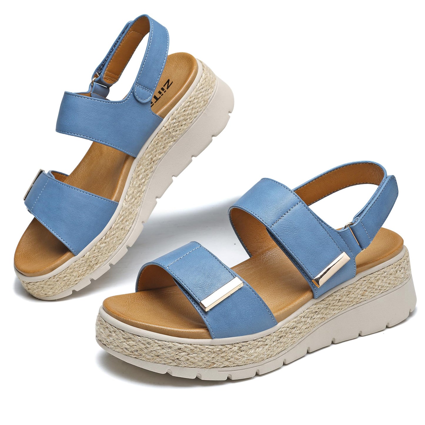 ziitop Espadrille Wedges for Women Platform Sandals Orthopedic Arch Support | Wedge Heels Cushion Insole Comfortable Dressy Buckle Sandals for Walking and Vacation