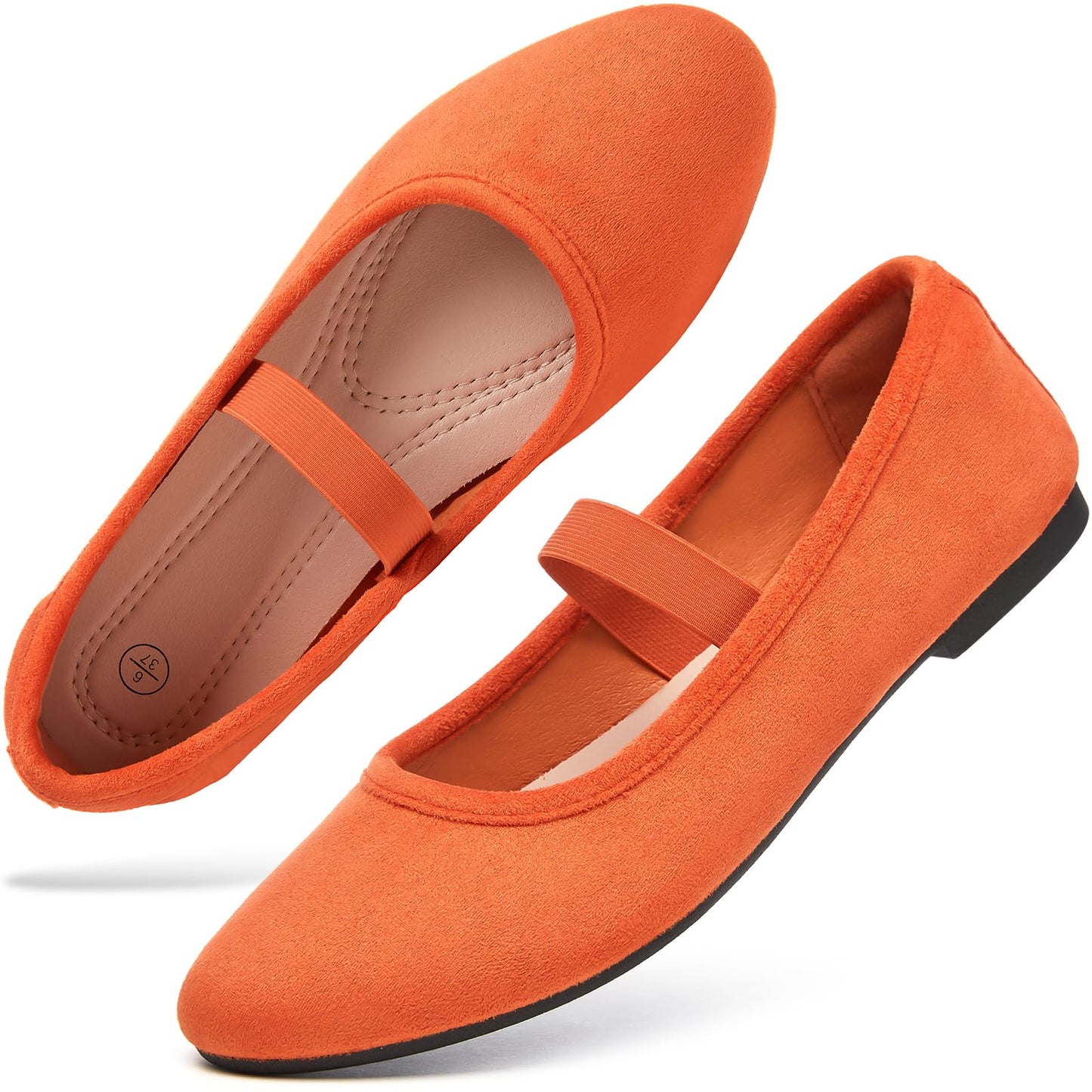 hash bubbie Women's Mary Janes Ballet Flats Suede Dress Shoes | Memory Foam Comfortable Dress Shoes Work Elastic Straps casual dressy ballerina loafers