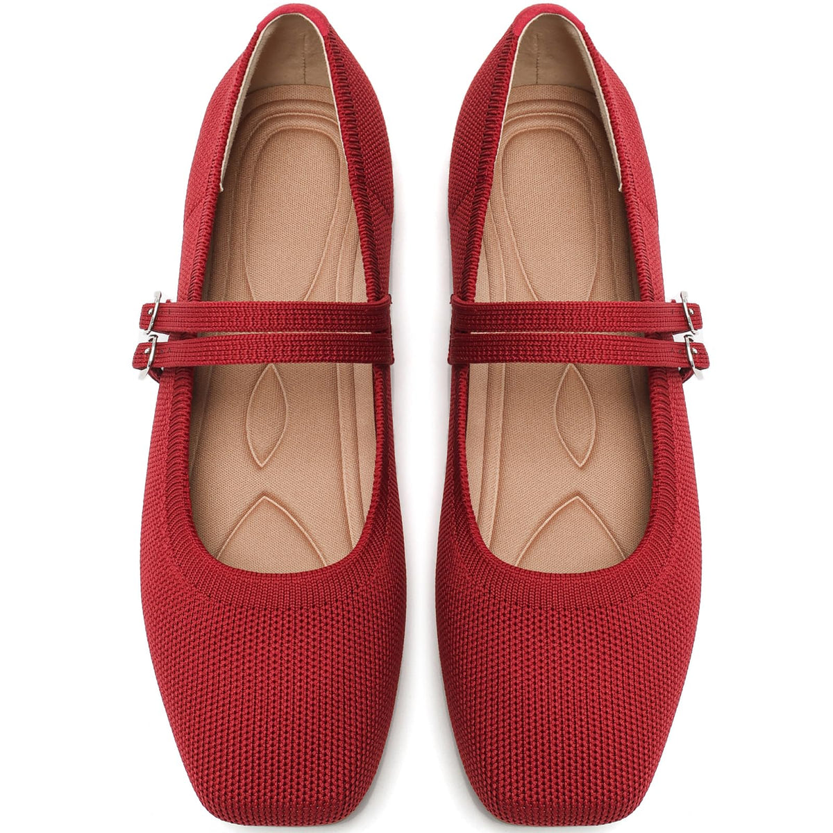 Womens Woven Ballet Flats, Foldable Mary Jane Shoes for Casual Wear | Woven Knit Texture,Breathable Upper,Adjustable Strap,Foldable Travel,Cushioned Sole,Spring Fall Daily Walking Errands