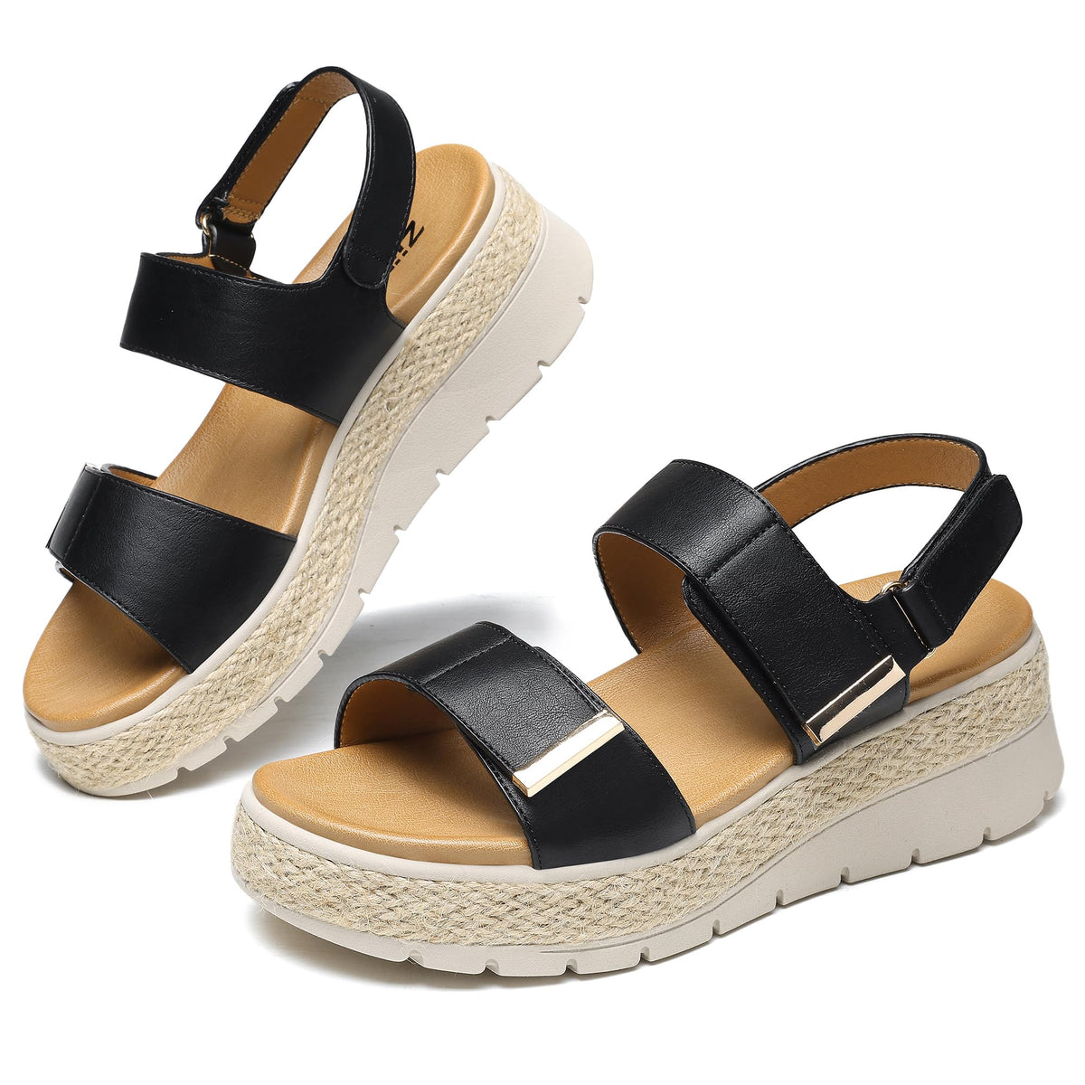 ziitop Espadrille Wedges for Women Platform Sandals Orthopedic Arch Support | Wedge Heels Cushion Insole Comfortable Dressy Buckle Sandals for Walking and Vacation