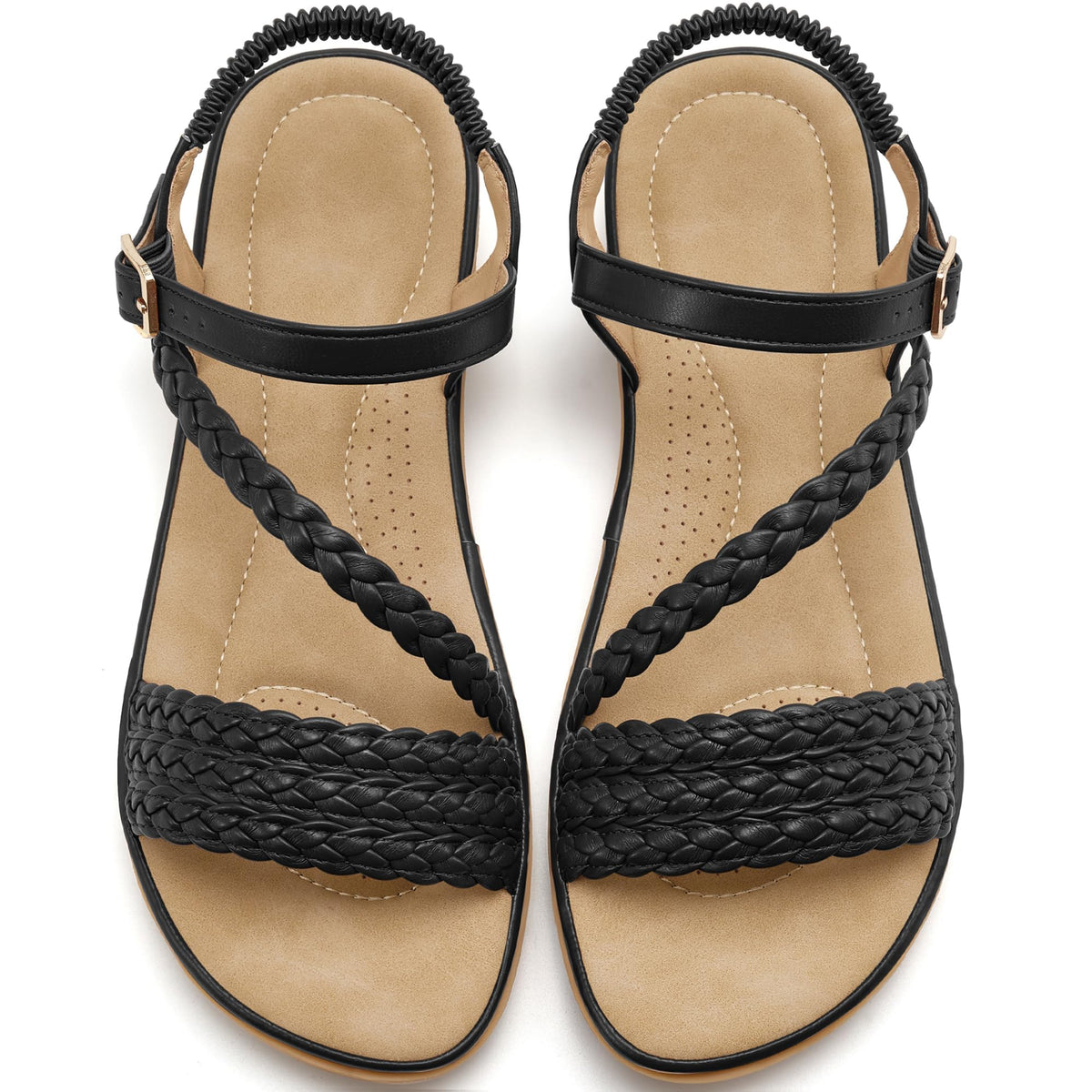 Aomigoct Dressy Womens Sandals Summer: Comfortable Strappy Flats Sandals Women - Casual Walking Woman Shoes