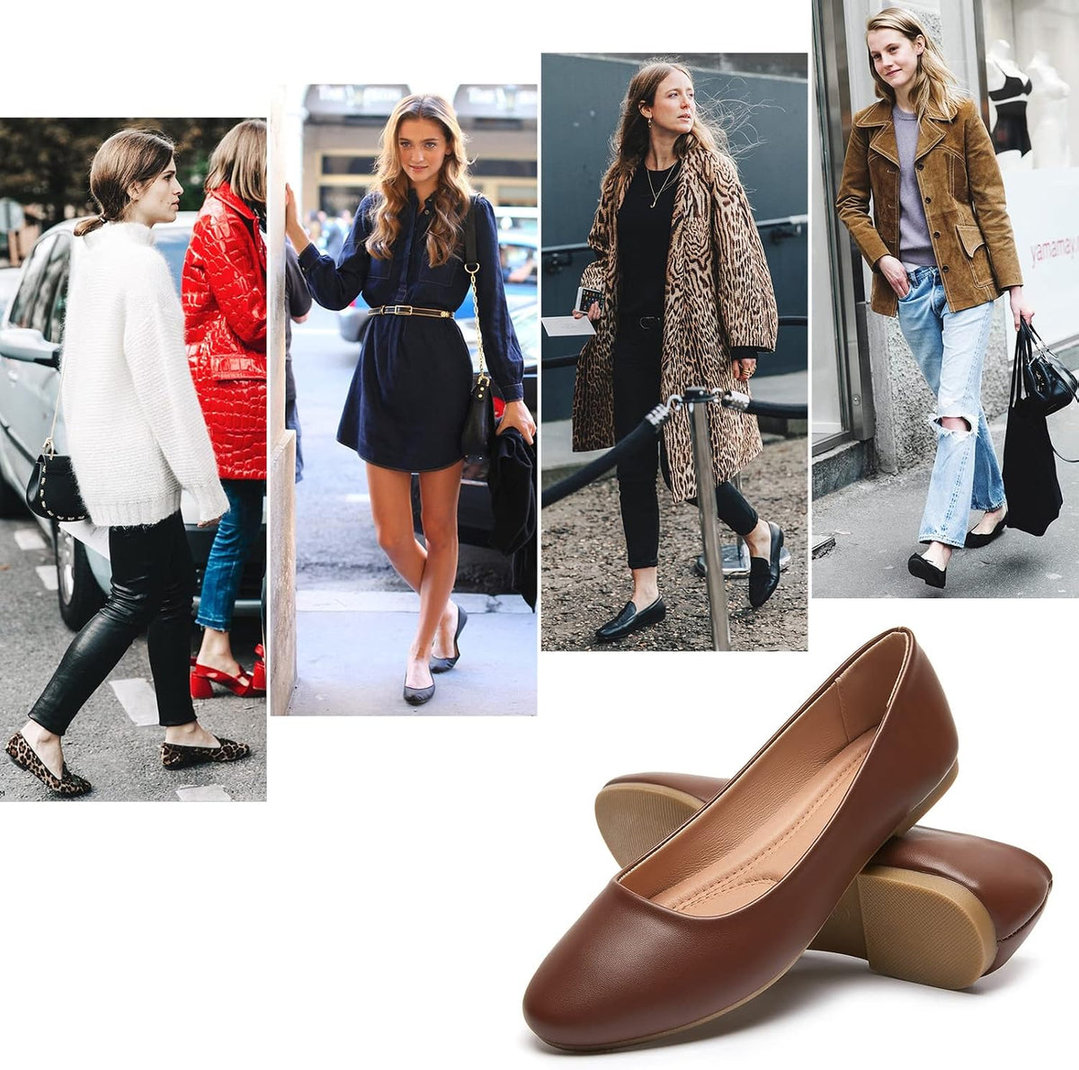 Hash Bubbie Women's Flats Shoes Ballet Flats Dress Shoes Comfortable PU Leather Slip on Shoes for Women