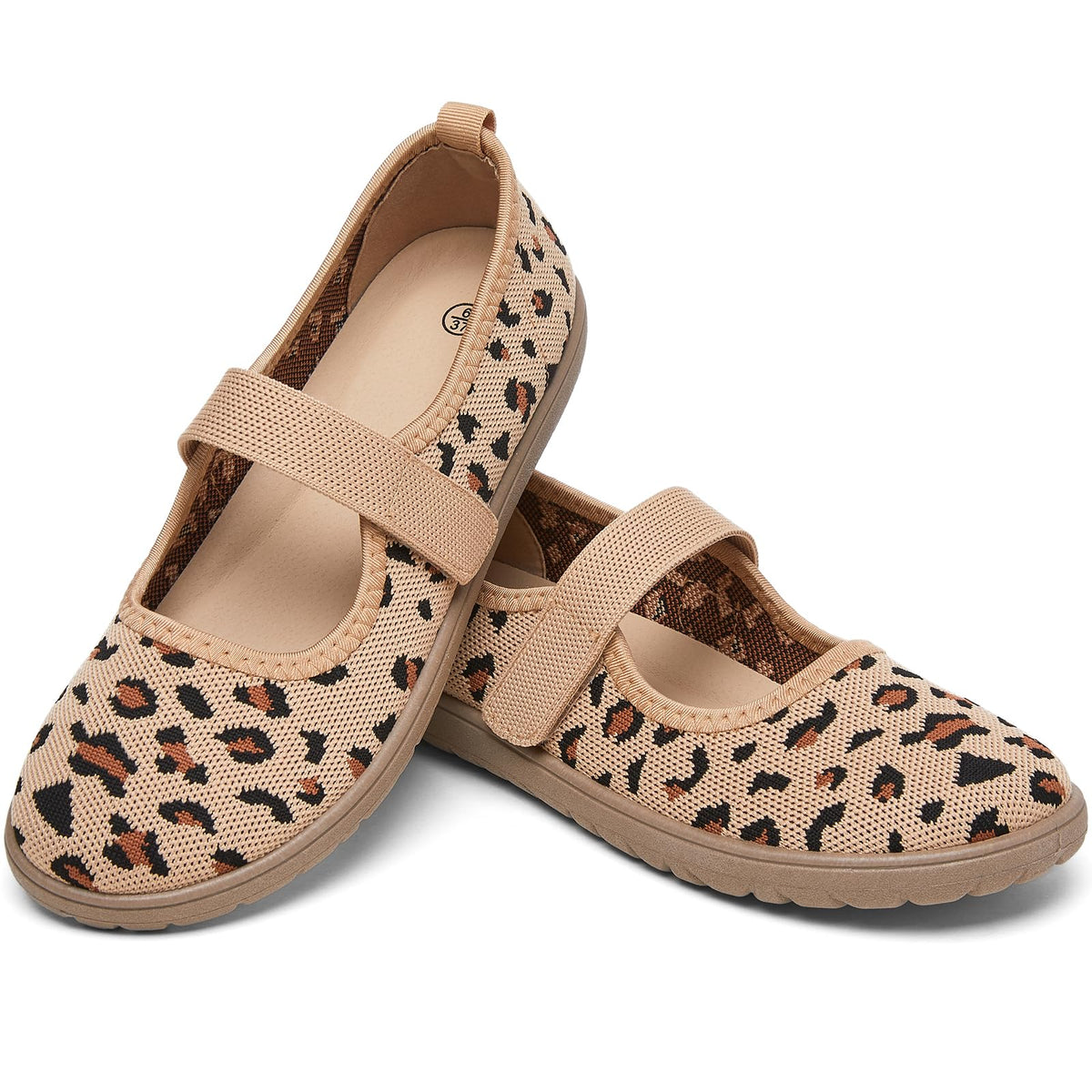 Waluzs Wide Toe Box Flats Shoes Women Knit Mary Jane Dress Shoes Wide | Walking Wide Width Barefoot Zero Drop Comfort Breathable Slip on Womens Ballet Mary Janes Sneakers with Velcro Ankle Strap