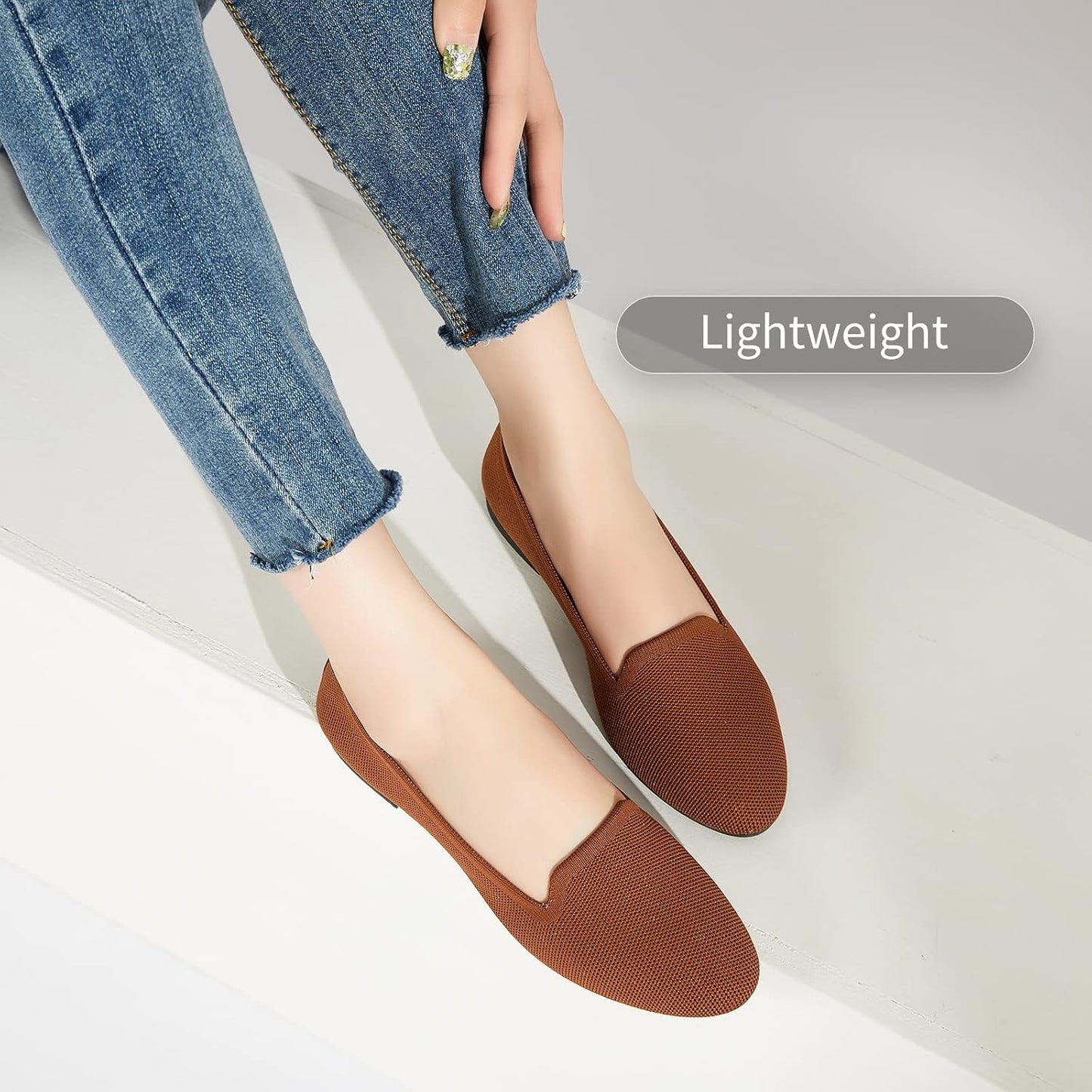 BABUDOG Women's Flats Shoes Mesh Slip on Loafers Soft Memory Foam Flats | Breathable Mesh Slip on Loafers,Casual Comfortable Dress Shoes for Work