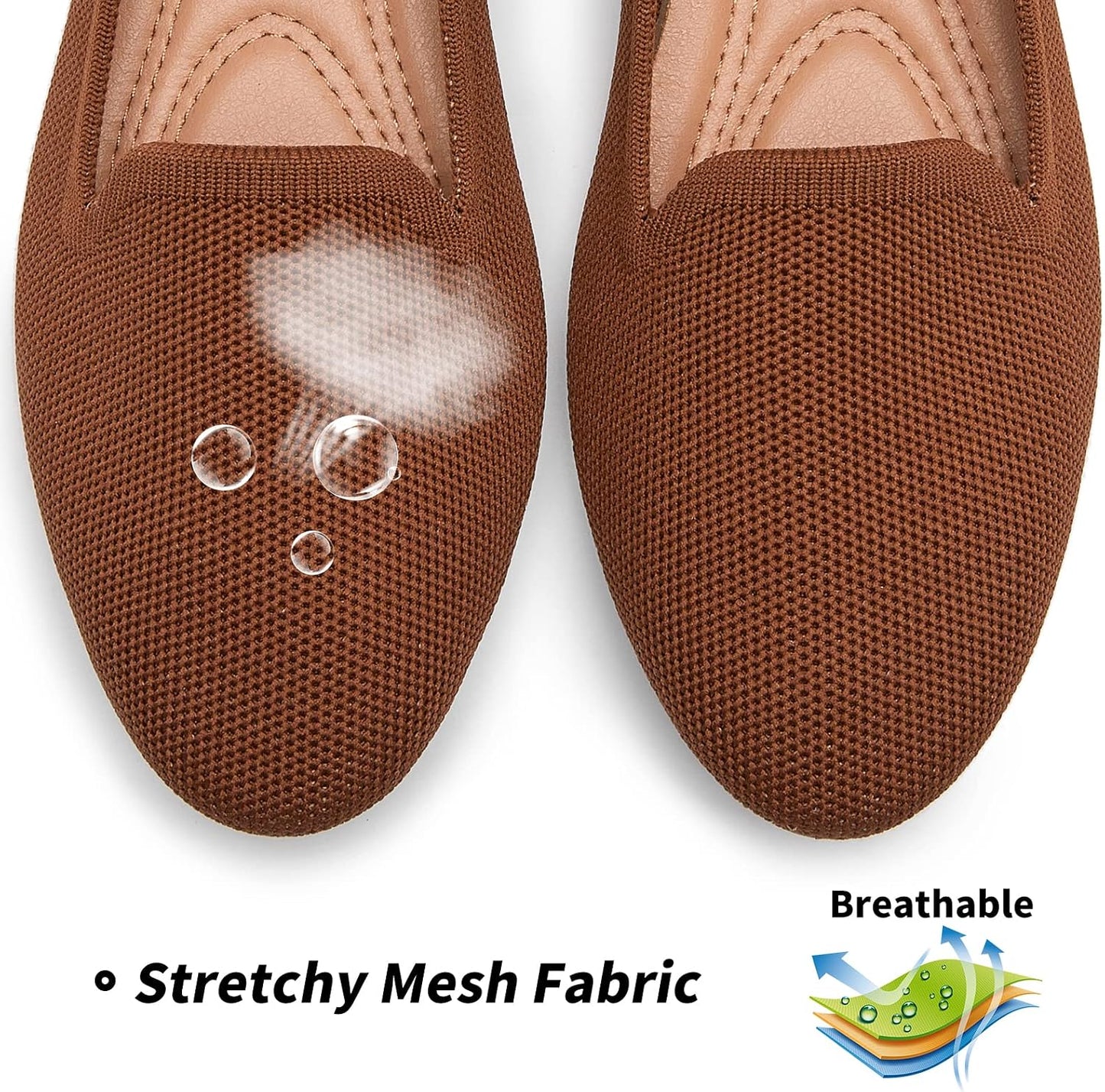 BABUDOG Women's Flats Shoes Mesh Slip on Loafers Soft Memory Foam Flats | Breathable Mesh Slip on Loafers,Casual Comfortable Dress Shoes for Work