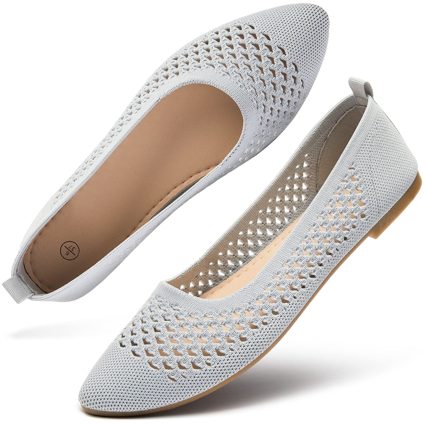 hash bubbie Women's Mesh Flats Shoes Ballet Dress Shoes | knit dressy slip on business non slip breathable casual comfortable pointed toe loafers
