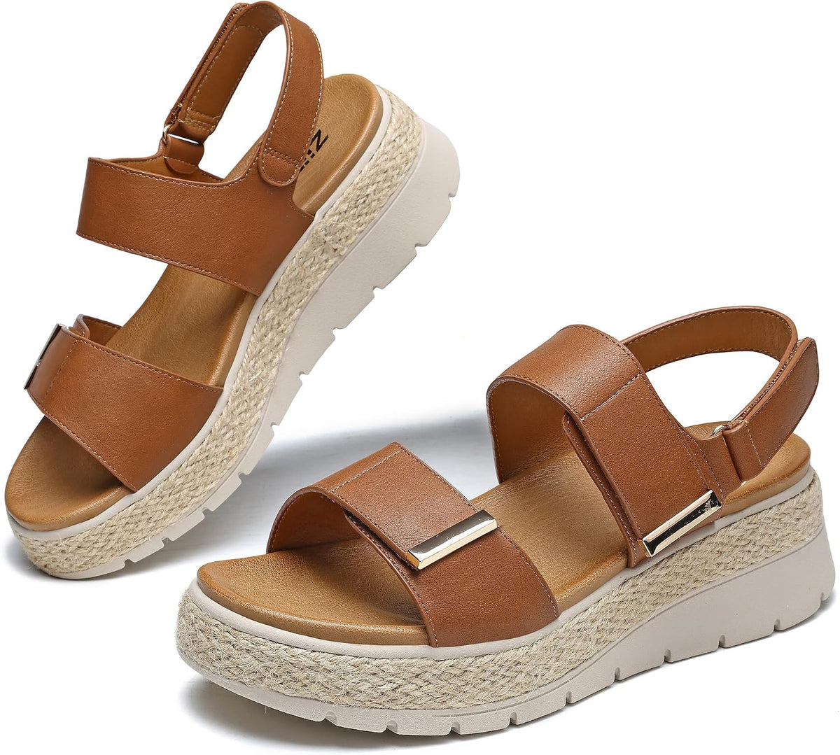 ziitop Espadrille Wedges for Women Platform Sandals Orthopedic Arch Support | Wedge Heels Cushion Insole Comfortable Dressy Buckle Sandals for Walking and Vacation