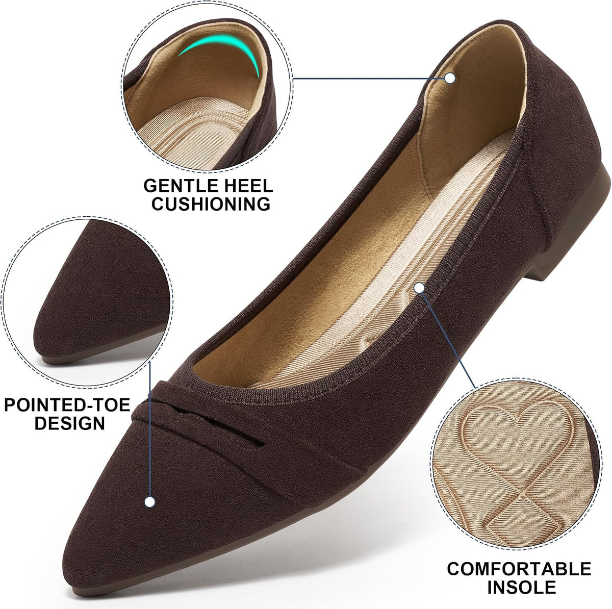 Alicegana Dressy Casual Flats for Women: Comfort Pointed Toe Business Shoes | Slip On Ballet Flats for Work Office 2026 with Memory Foam Insole & Non Slip Sole for Travel Driving Vacation