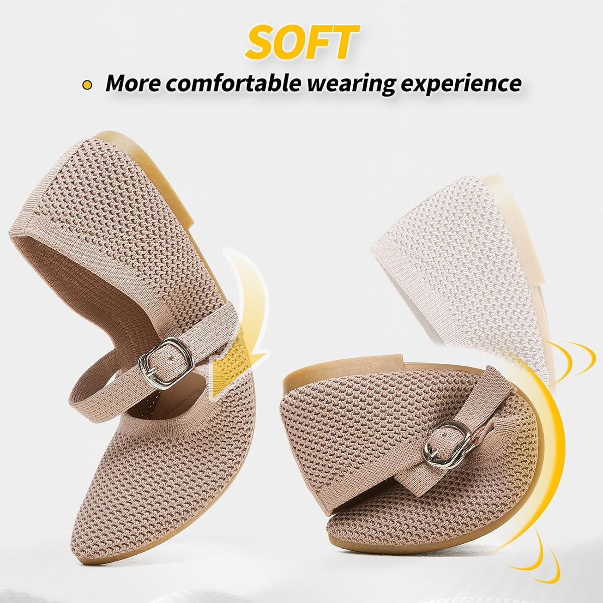 BABUDOG Mesh Ballet Flats for Women,Women's Mary Jane Flats with Buckle Strap,Black Nude Foldable Flats Shoes for Women,Comfortable Dress Shoes