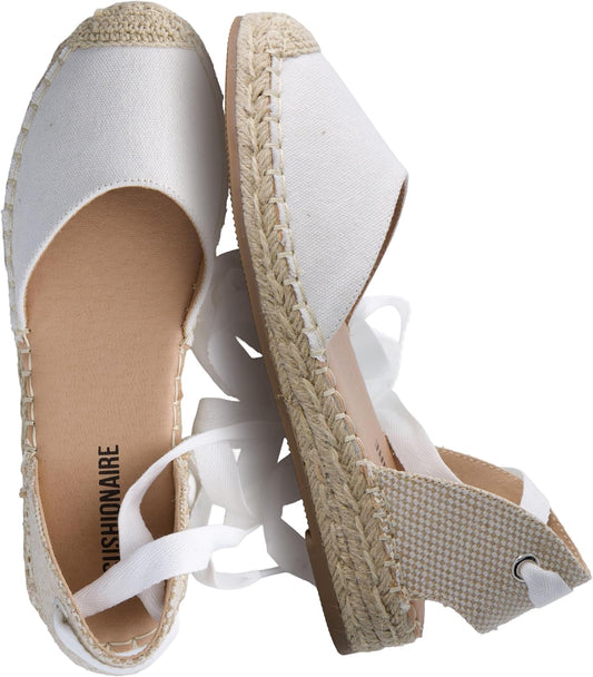 CUSHIONAIRE Talisa Espadrilles for Women, Closed Toe Wedge Sandal with Elastic Ankle Strap and Jute Wrapped Sole