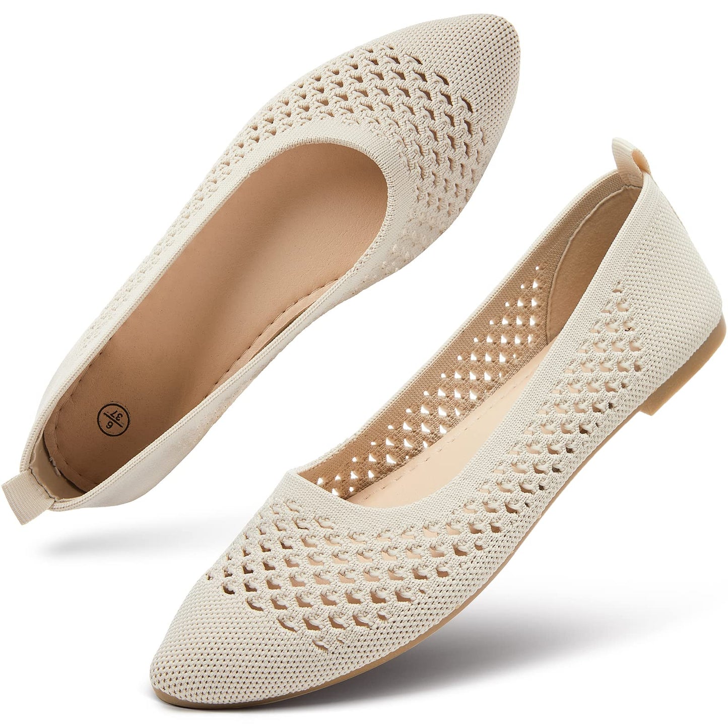 hash bubbie Women's Mesh Flats Shoes Ballet Dress Shoes | knit dressy slip on business non slip breathable casual comfortable pointed toe loafers