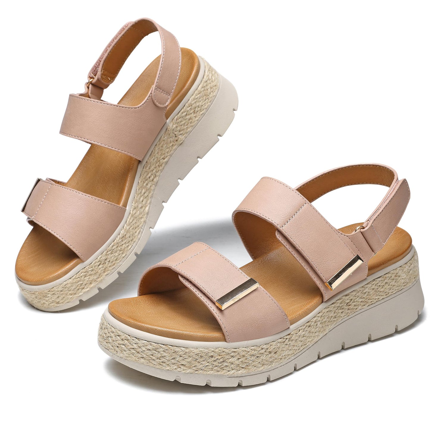 ziitop Espadrille Wedges for Women Platform Sandals Orthopedic Arch Support | Wedge Heels Cushion Insole Comfortable Dressy Buckle Sandals for Walking and Vacation