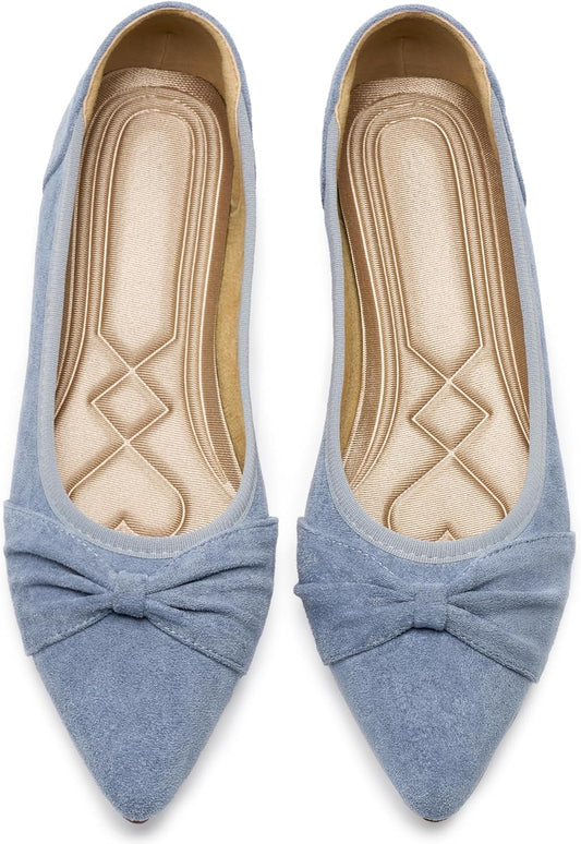 Ecetana Womens Flats Ballet Shoes: Comfortable Dressy Pointed Toe Bow Flats 2026 Foldable Slip On Dress Shoes for Work Office Business Wedding Casual