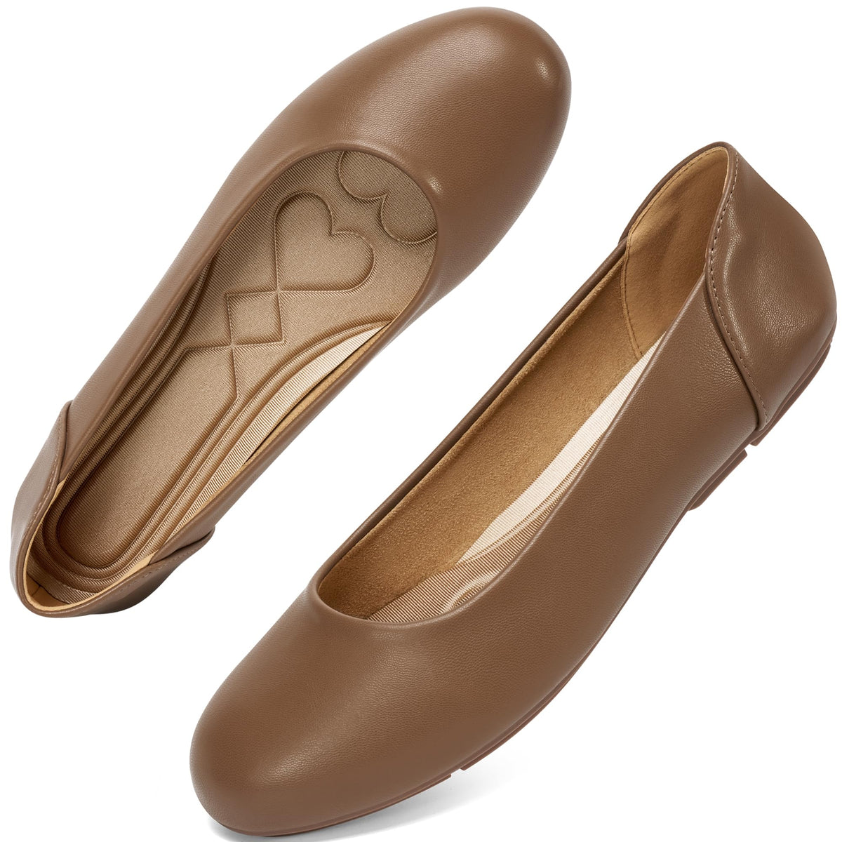 Aomigoct Womens Dress Flats Shoes: Classic Round Toe & PU Leather for Office - No Break-in Heel Pillow & Cushioned Insoles for All-Day Comfort in Business Meetings - Professional Women