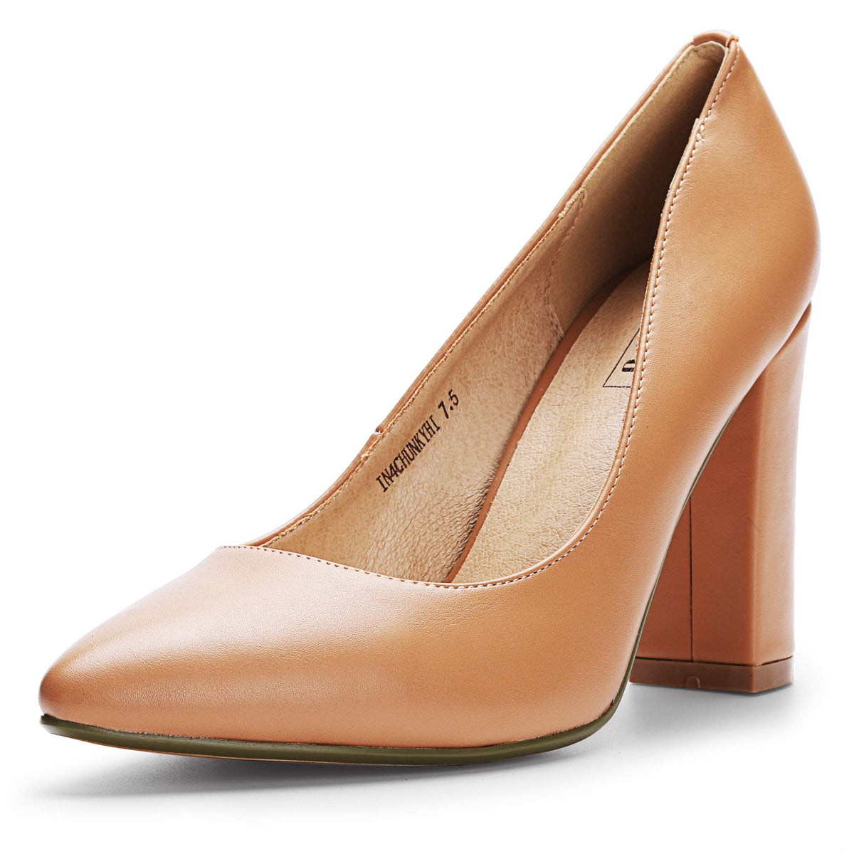 IDIFU Women's IN4 Chunky High Heels Closed Pointed Toe Pumps | Formal Block Heel Office Business Wedding Dress Shoes for Women Ladies