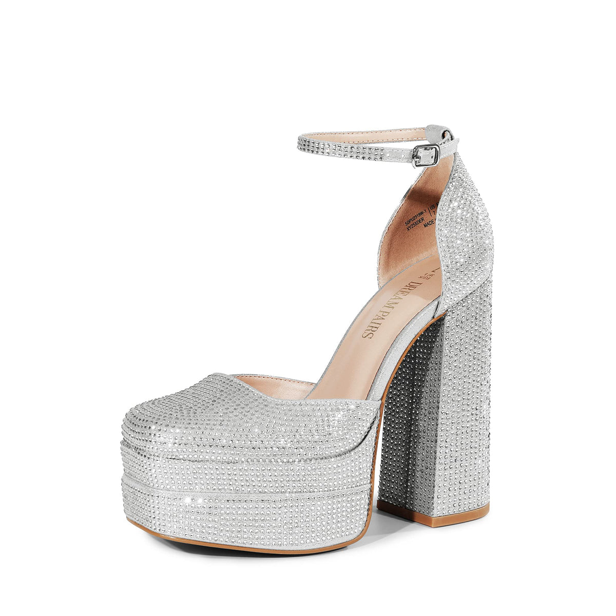 DREAM PAIRS Women's High Platform Closed Toe Heels | Square Toe Ankle Strap Dress Wedding Party Pumps Shoes with 5.5" Height, 1.7" Platform for All-night Glamour