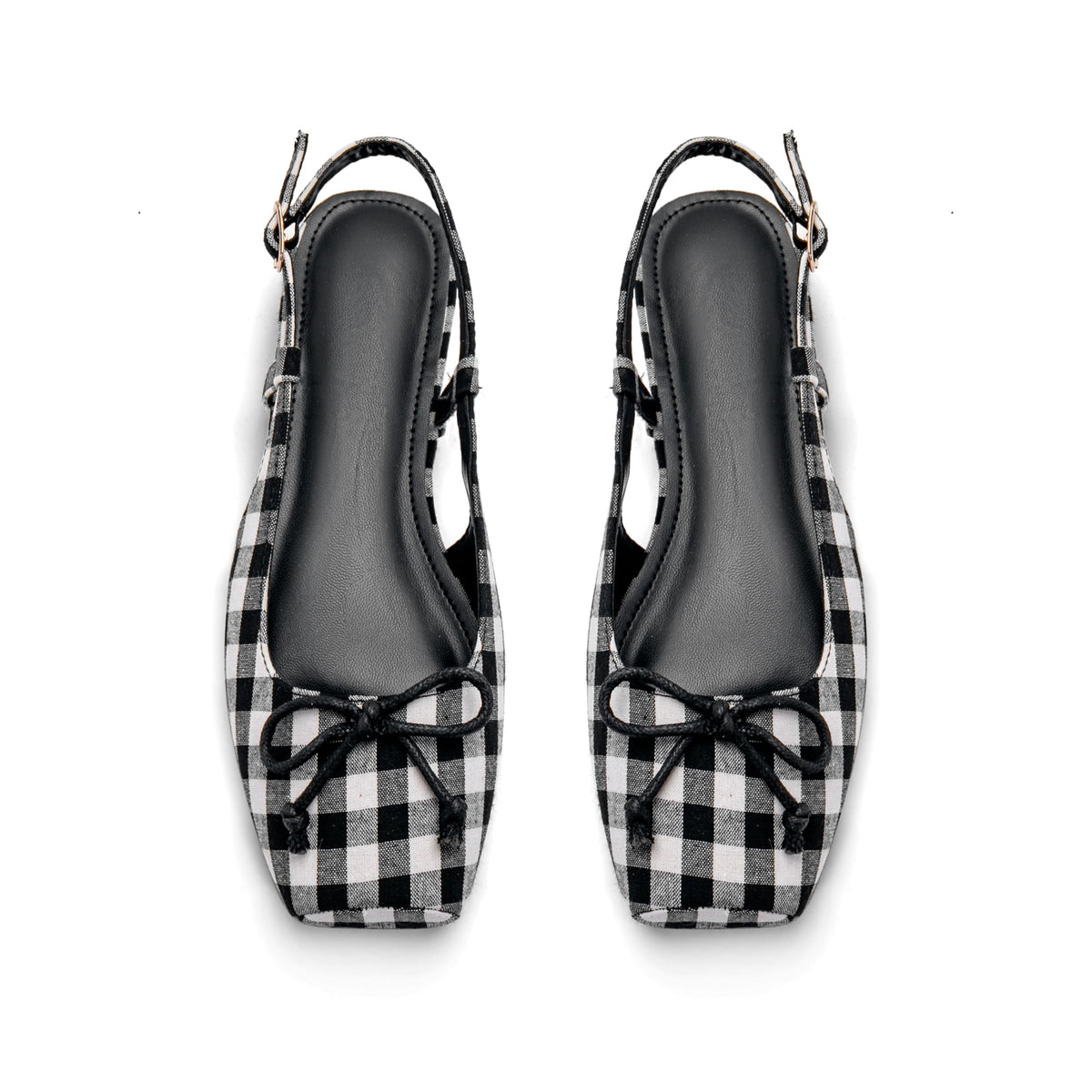 Women's Ballet Flats Slingbacks Square Toe Bow Knit Dressy Flat Shoes with Ankle Buckles Satin