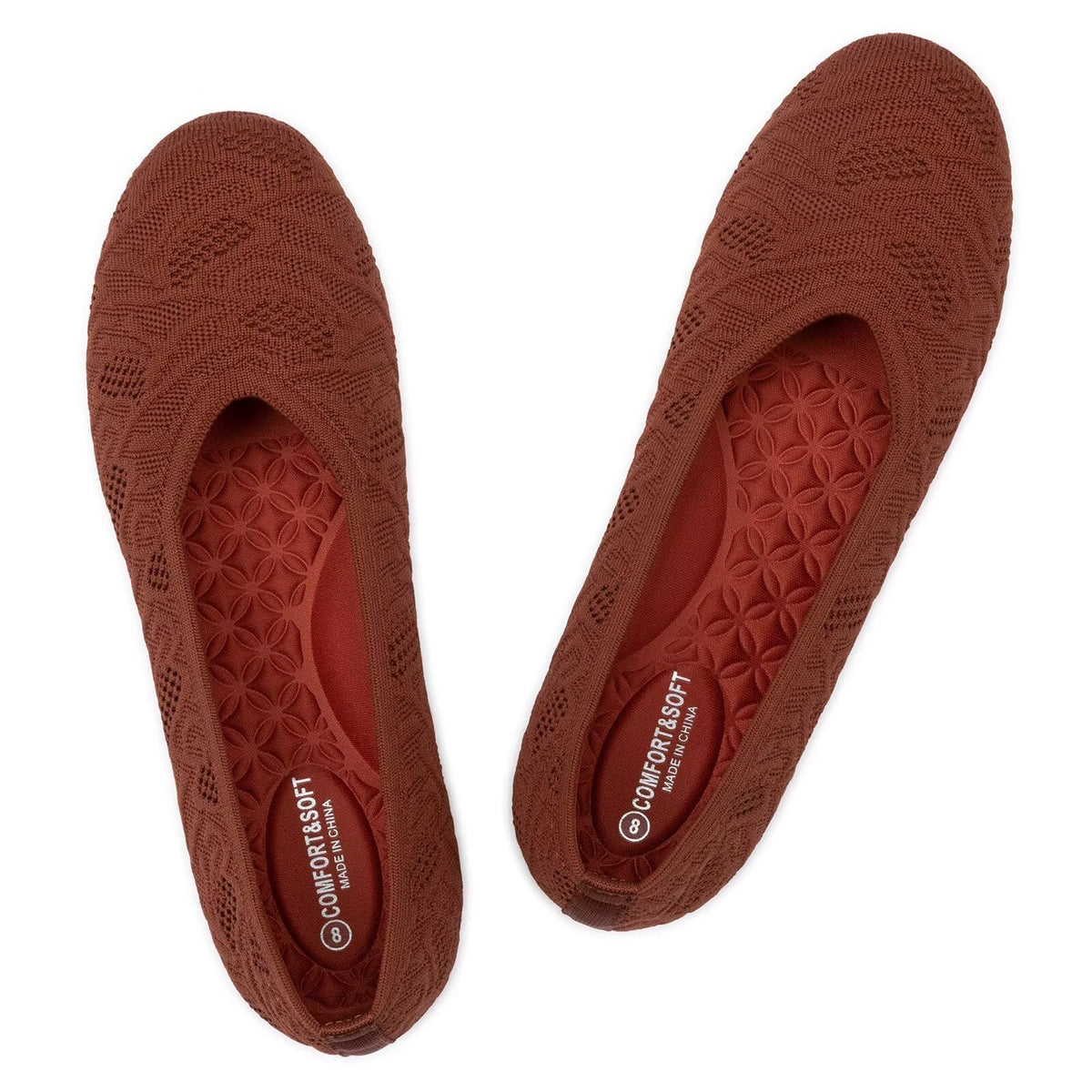 Frank Mully Women’s Ballet Flat Shoes Knit Dress Shoes Round Toe Slip On Ballerina Flats for Woman Low Wedge Comfort Soft