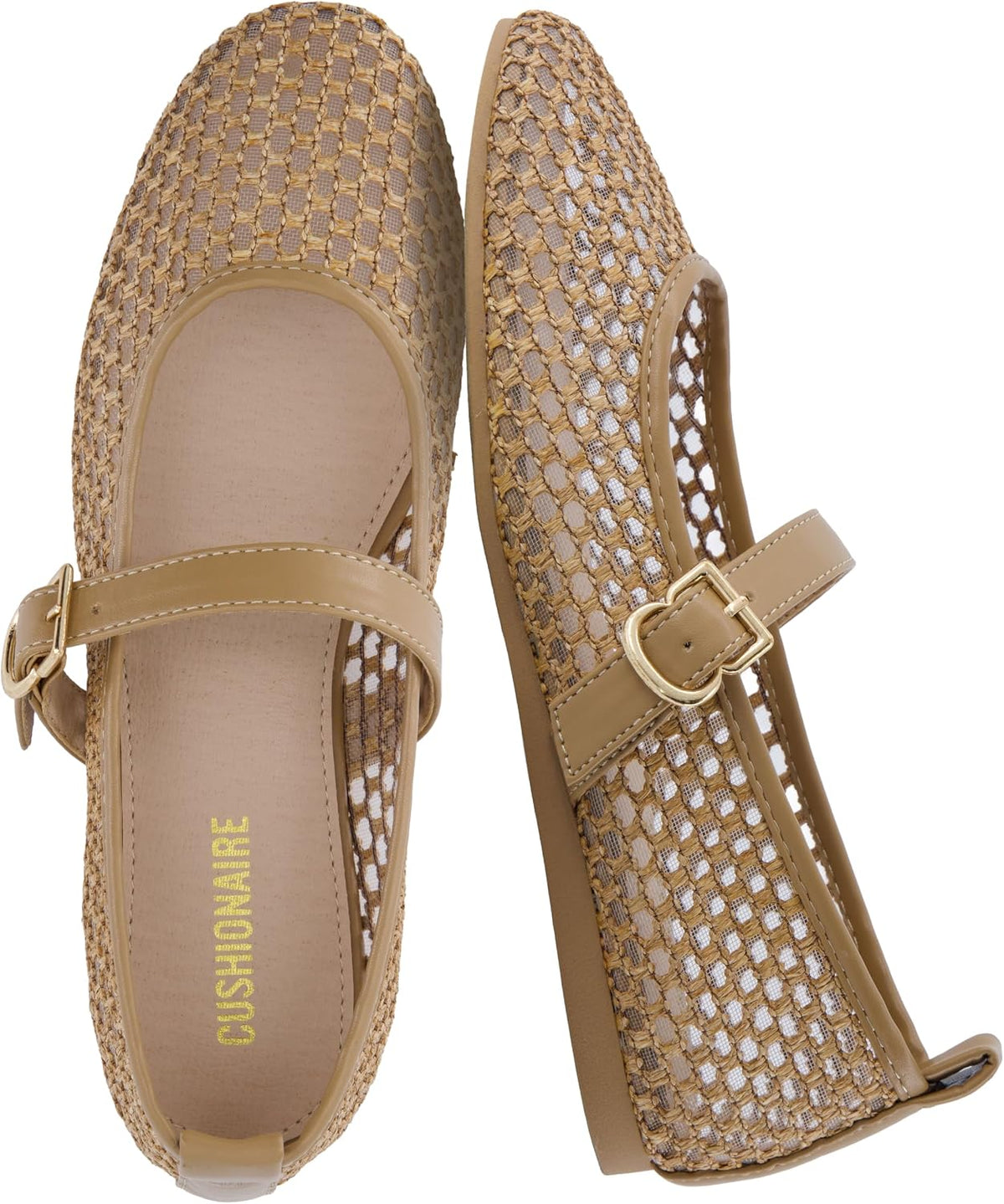 CUSHIONAIRE Gracie Mesh Mary Jane Flats for Women, Breathable Ballet Flats with Adjustable Buckle Strap and Memory Foam Cushioning