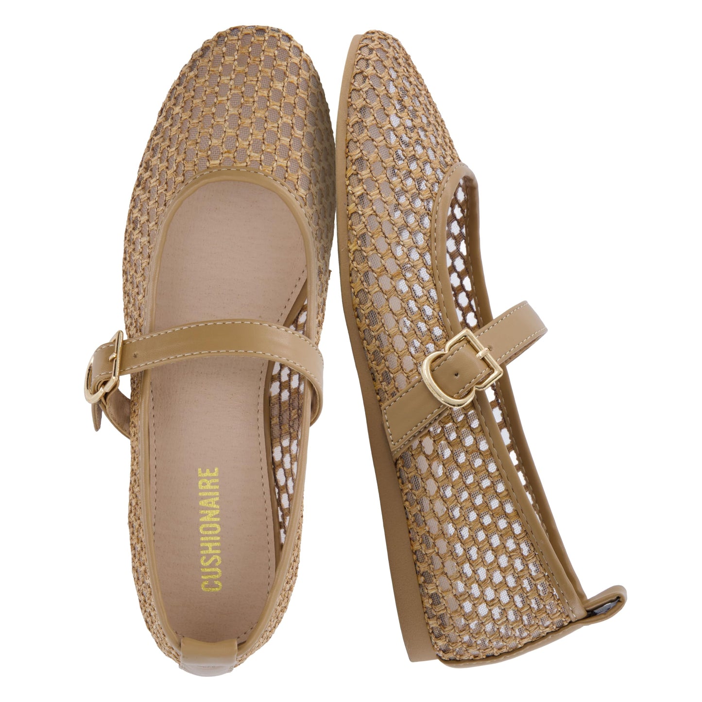 CUSHIONAIRE Gracie Mesh Mary Jane Flats for Women, Breathable Ballet Flats with Adjustable Buckle Strap and Memory Foam Cushioning