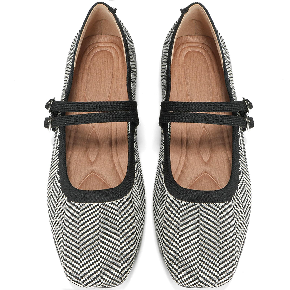 Womens Woven Ballet Flats, Foldable Mary Jane Shoes for Casual Wear | Woven Knit Texture,Breathable Upper,Adjustable Strap,Foldable Travel,Cushioned Sole,Spring Fall Daily Walking Errands