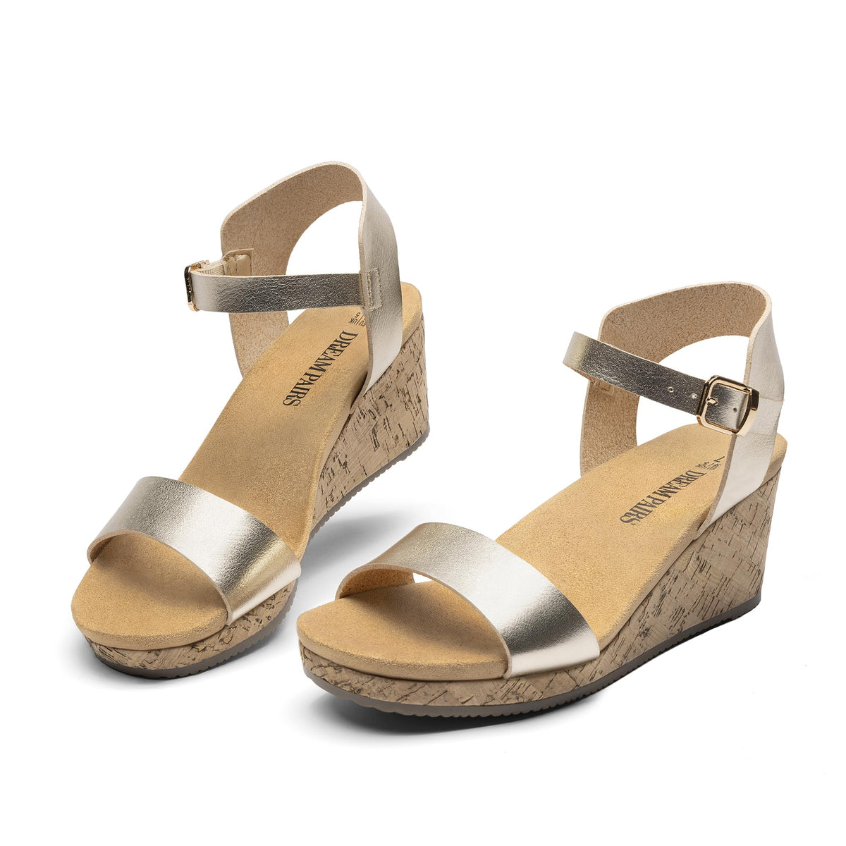 DREAM PAIRS Womens Cushioned Platform Wedge Sandals | 3inch dressy cork wedge heel with soft comfort foam insole non-slip outsole adjustable ankle strap for summer