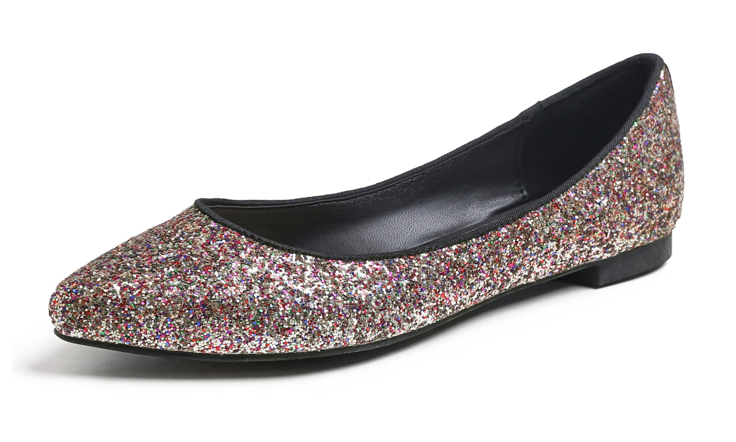 FEVERSOLE Women's Macaroon Colorful Memory Foam Cushion Insock Patent Ballet Flat