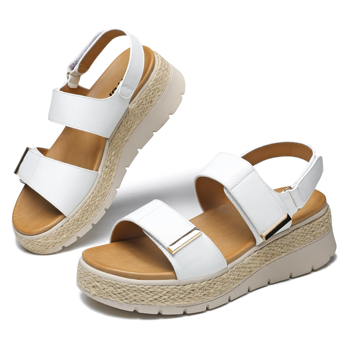 ziitop Espadrille Wedges for Women Platform Sandals Orthopedic Arch Support | Wedge Heels Cushion Insole Comfortable Dressy Buckle Sandals for Walking and Vacation