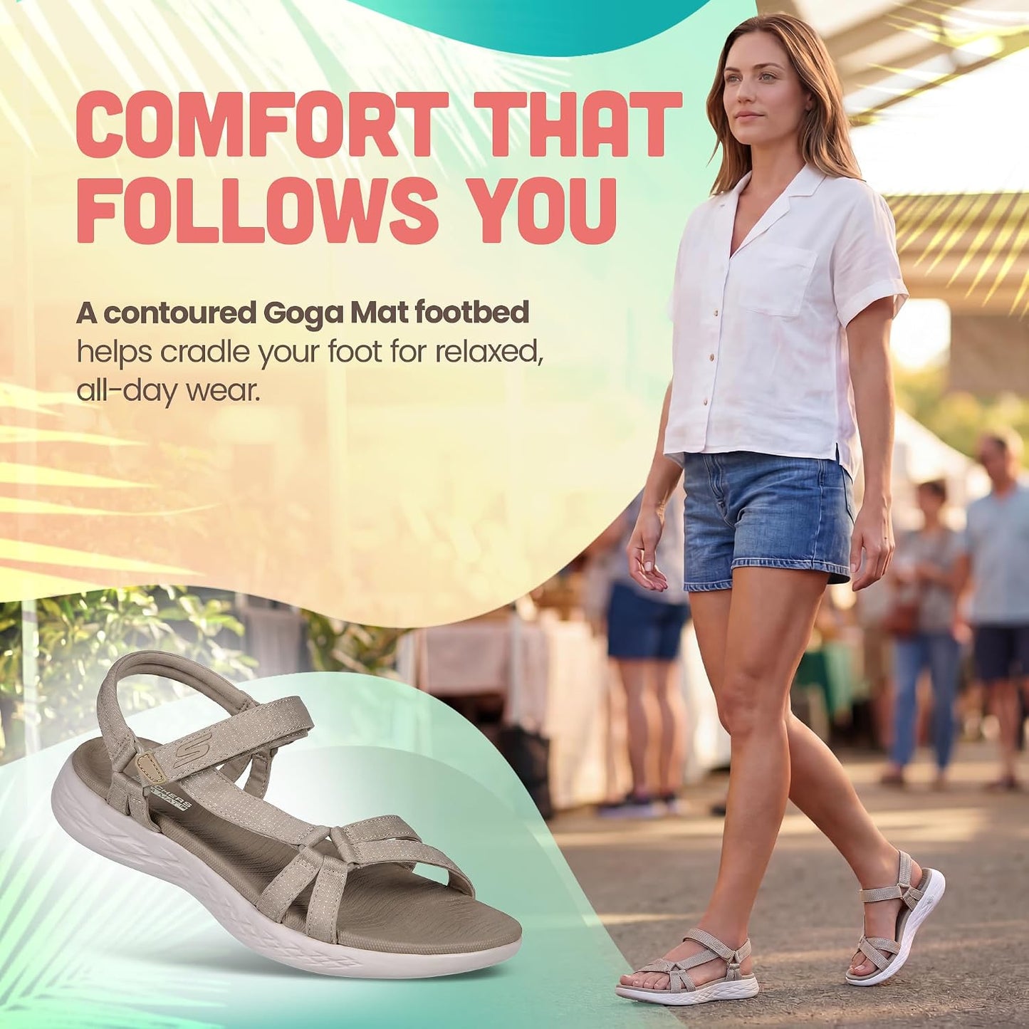 Skechers Women's On-The-go 600-Brilliancy Sport Sandal | Casual, 5GEN Cushioning, Air-Cooled Goga Mat, Machine Washable, Vegan, River sandal