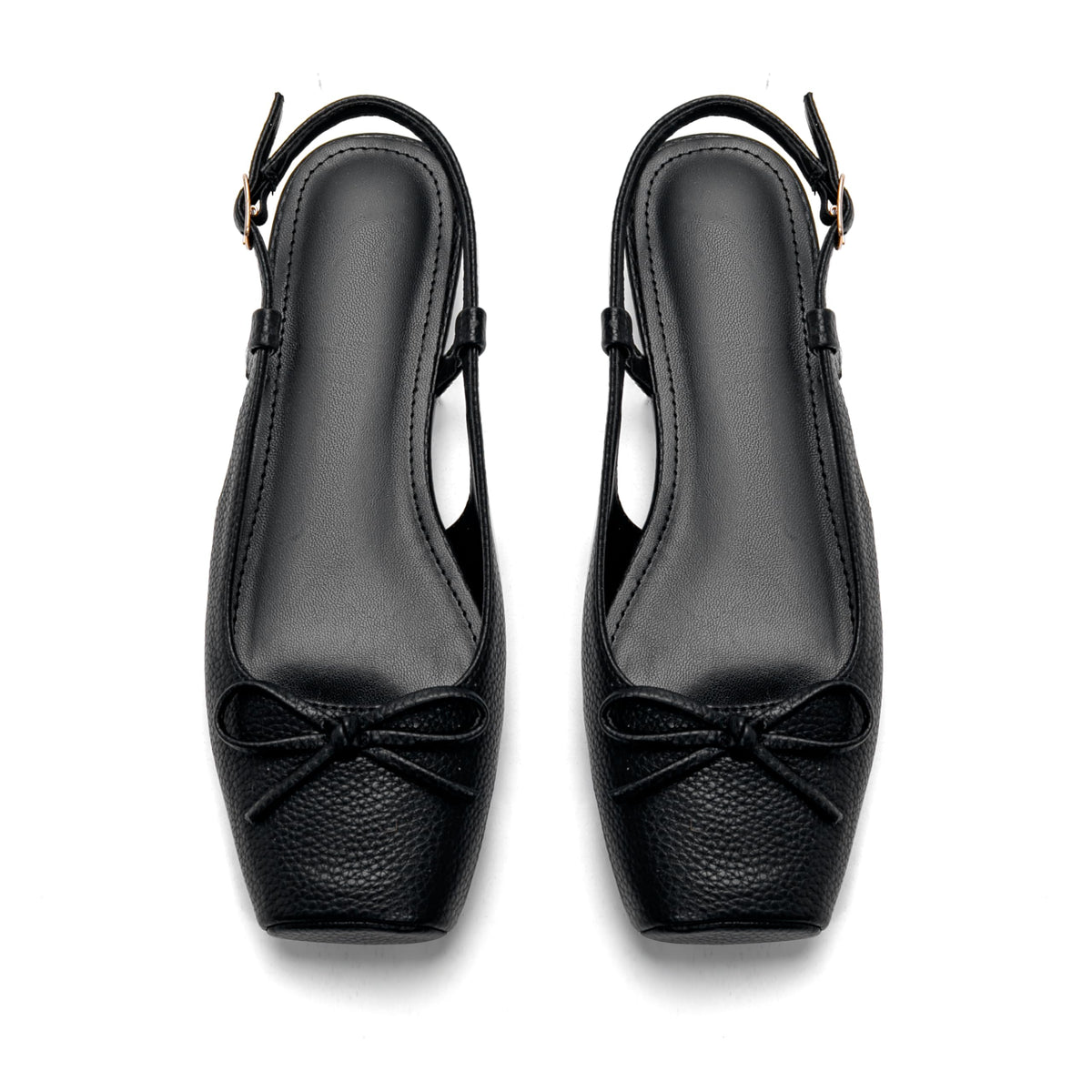 Women's Ballet Flats Slingbacks Square Toe Bow Knit Dressy Flat Shoes with Ankle Buckles Satin